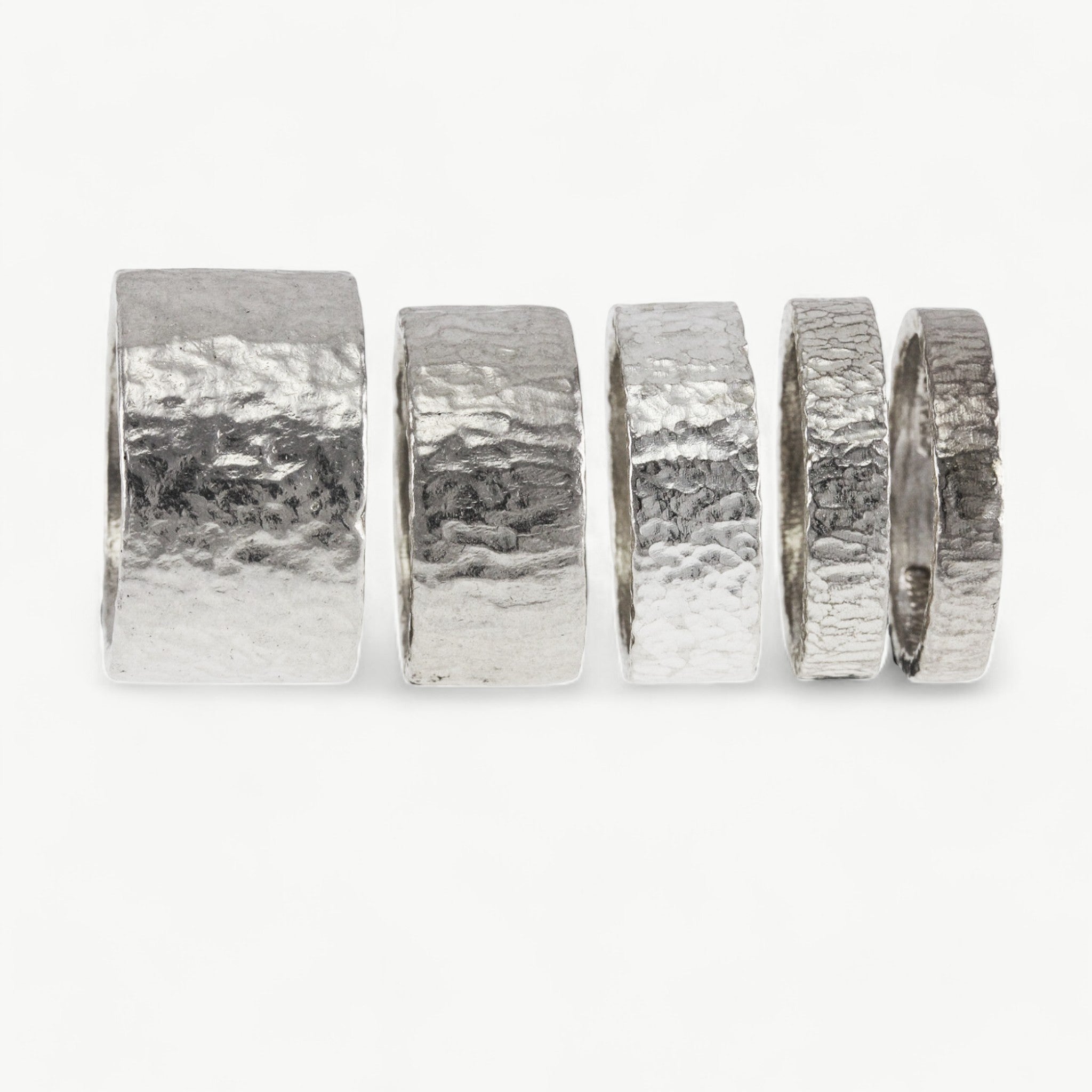 Textured Silver Rings in Varying Sizes - paul magen