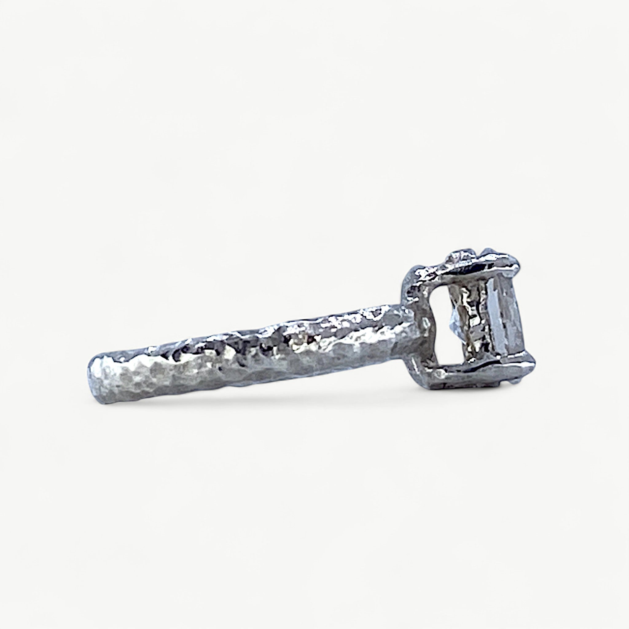Sterling Silver Textured Ring Set White CZ Ring - paul magen