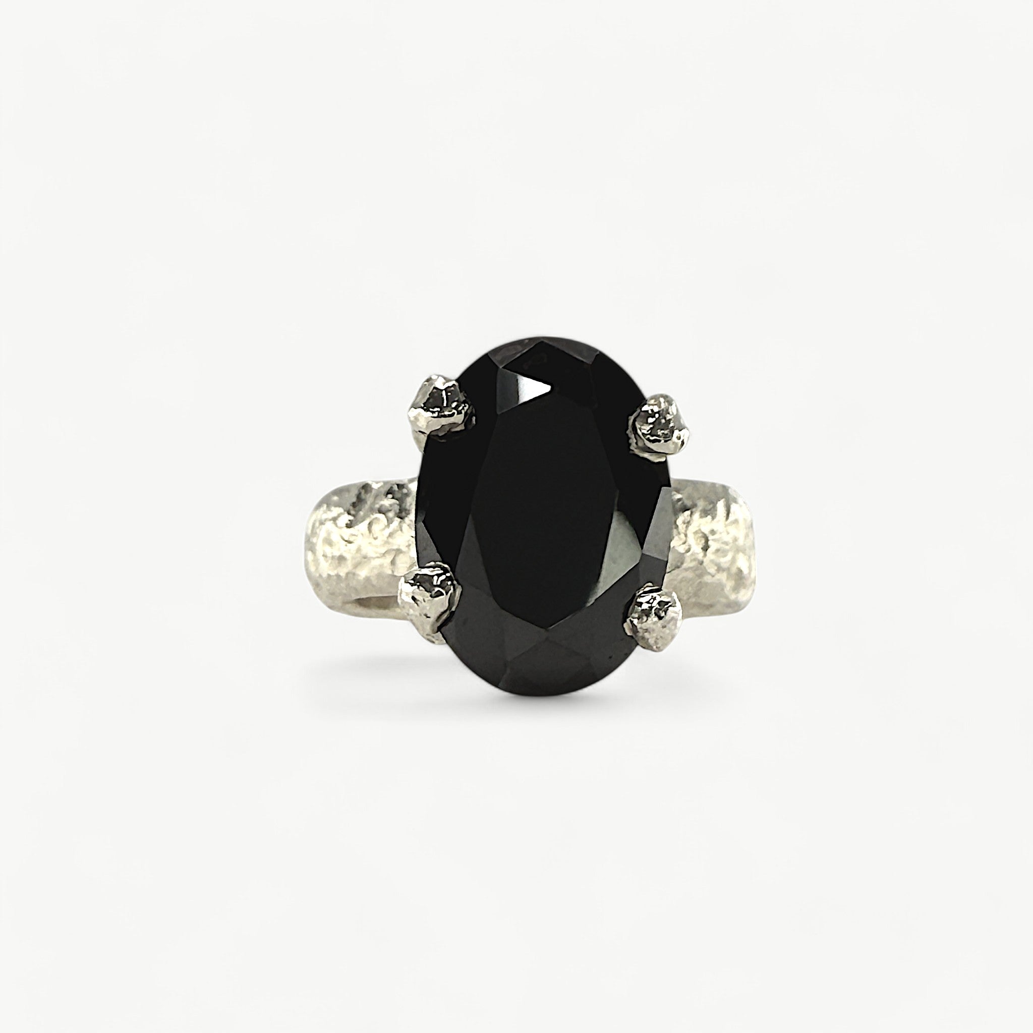 Grande Molten Sterling Sterling Black CZ Ring