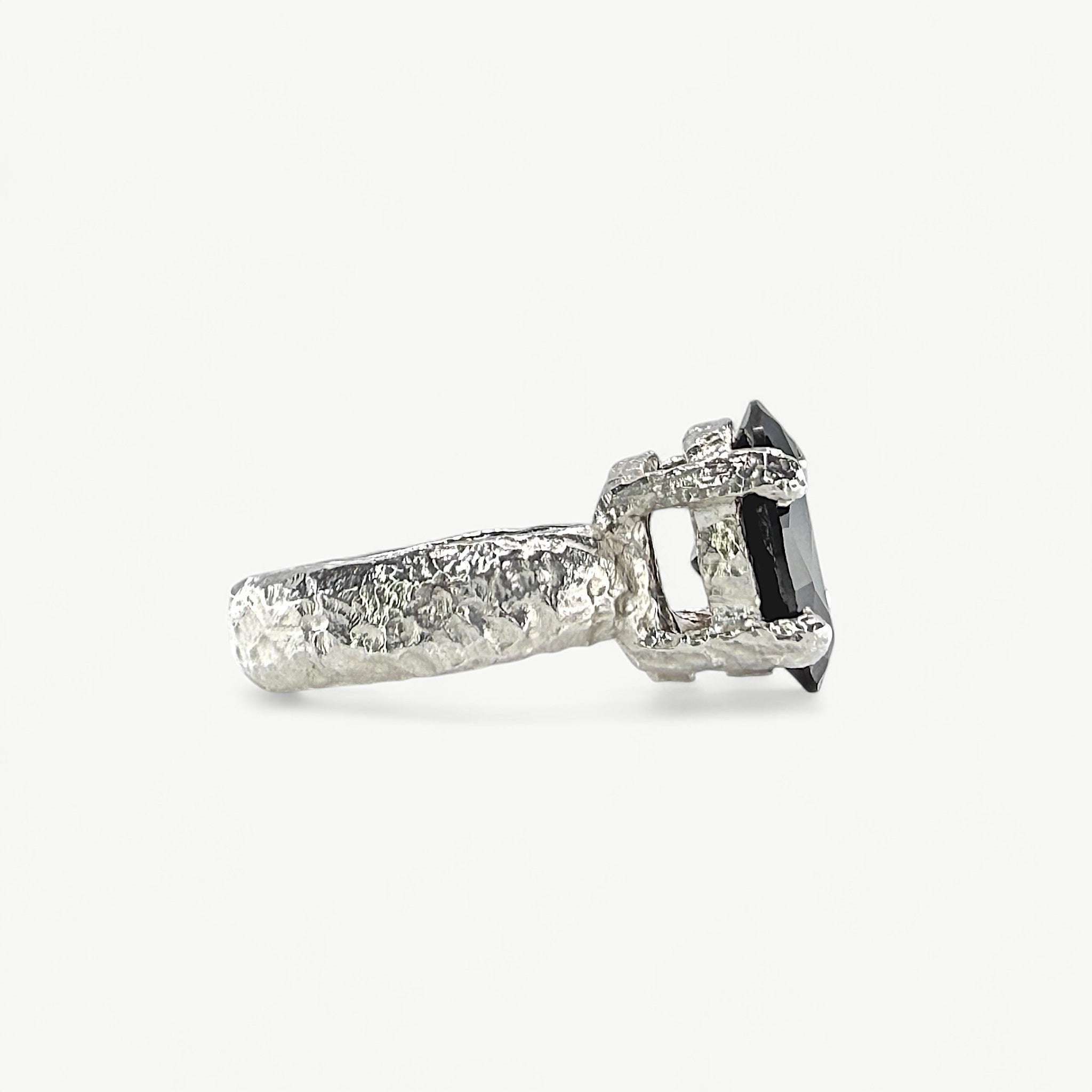 Grande Molten Sterling Sterling Black CZ Ring