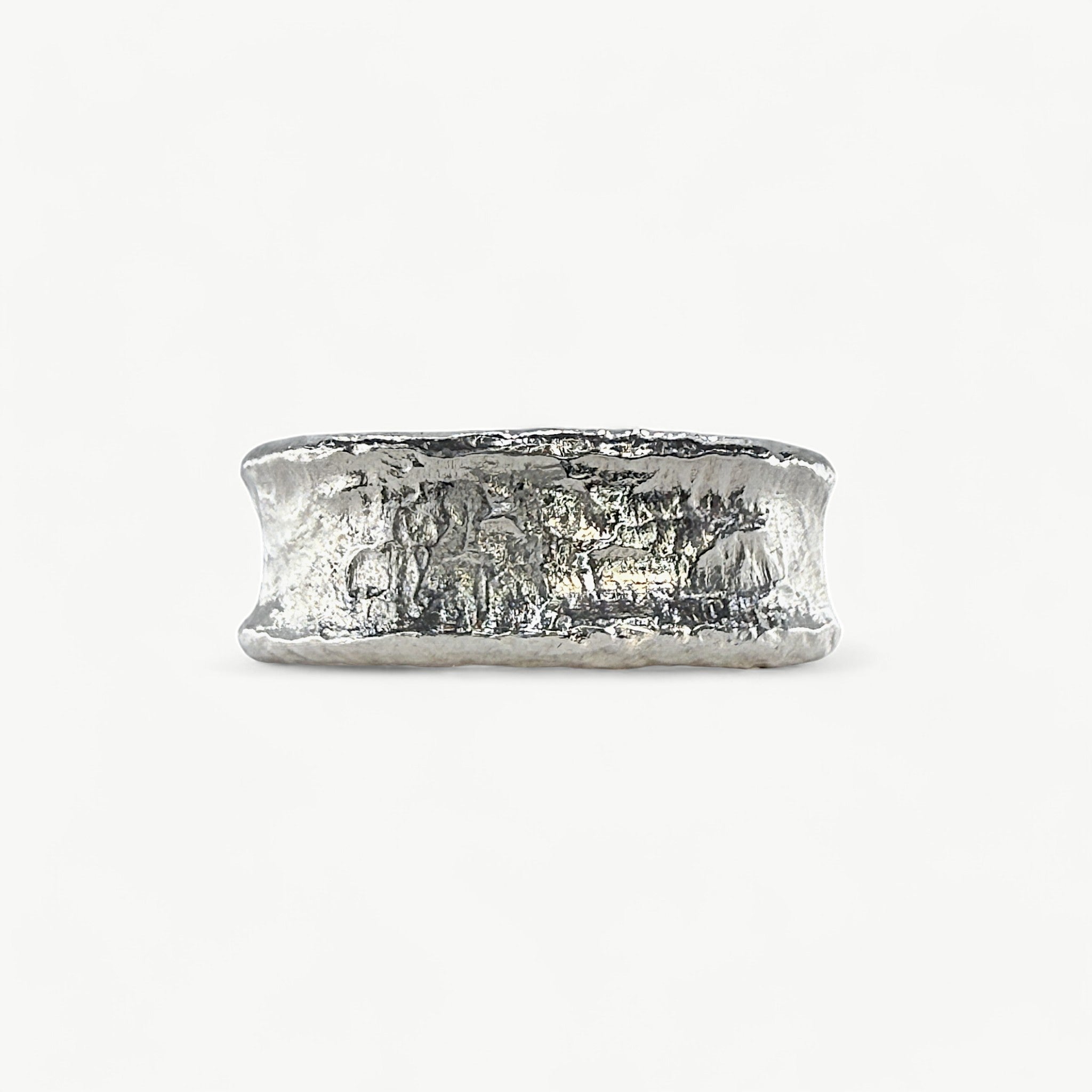 Wide Textured Silver Ring - paul magen