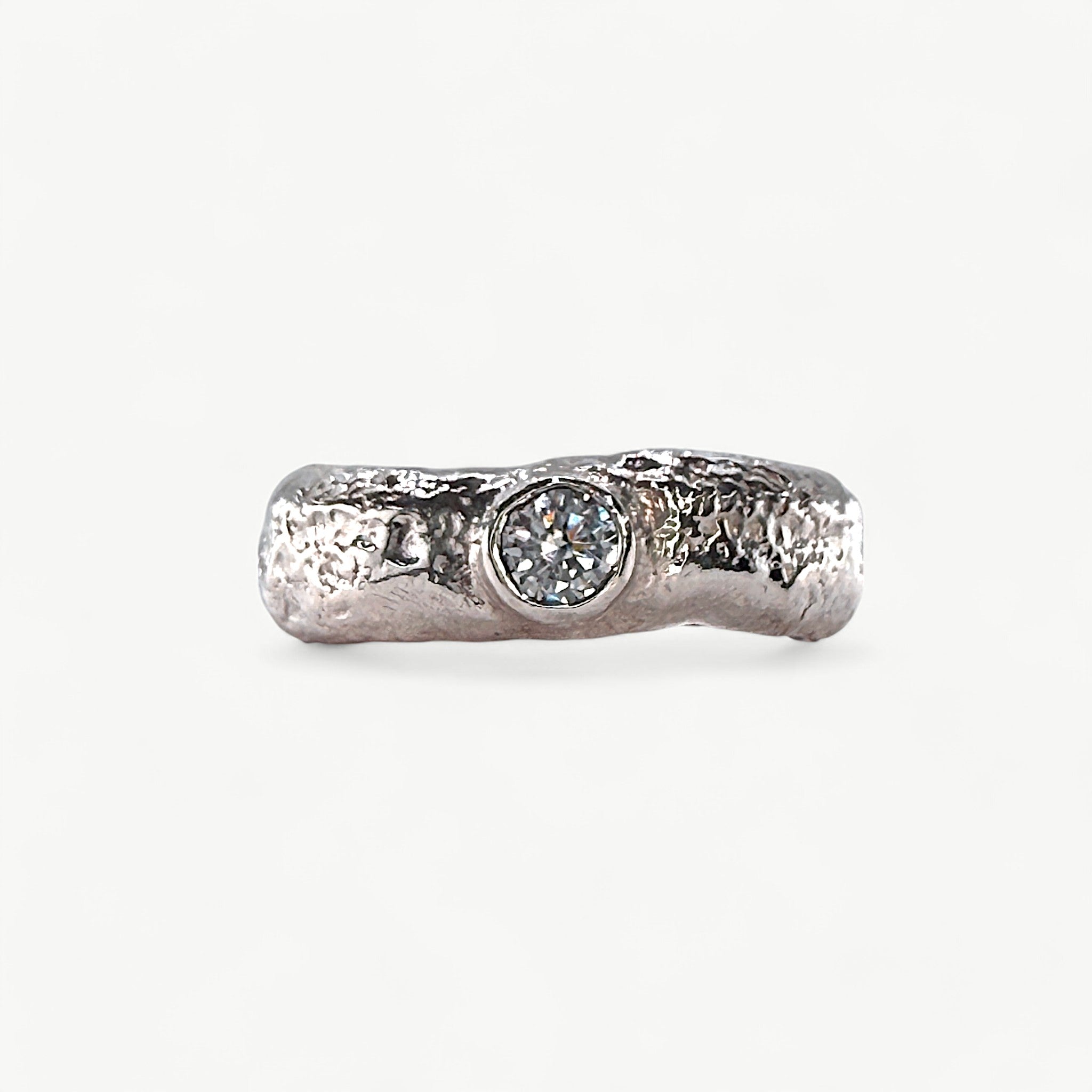 Textured Silver Band set with white CZ - paul magen