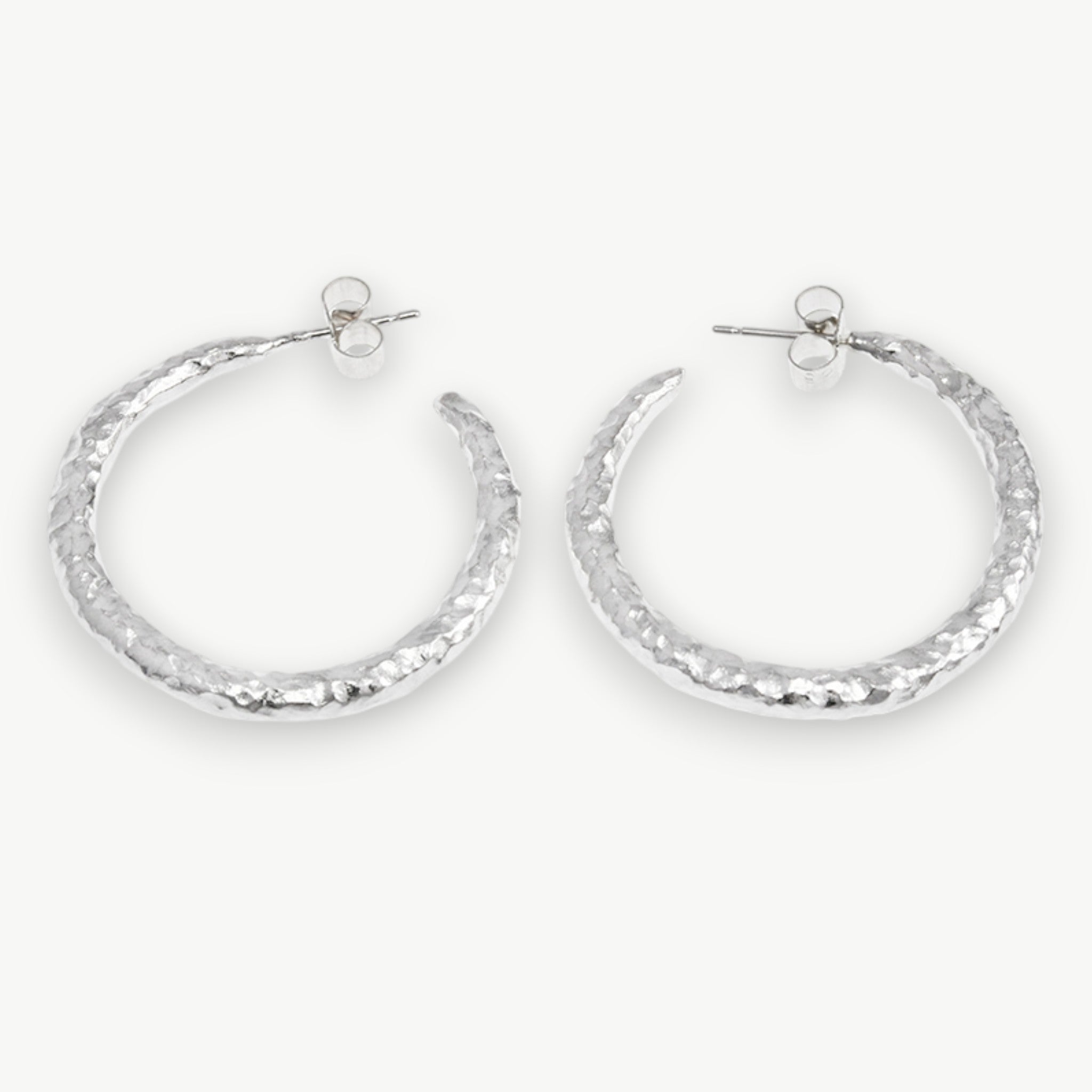 Bold Textured Sterling Silver Hoops