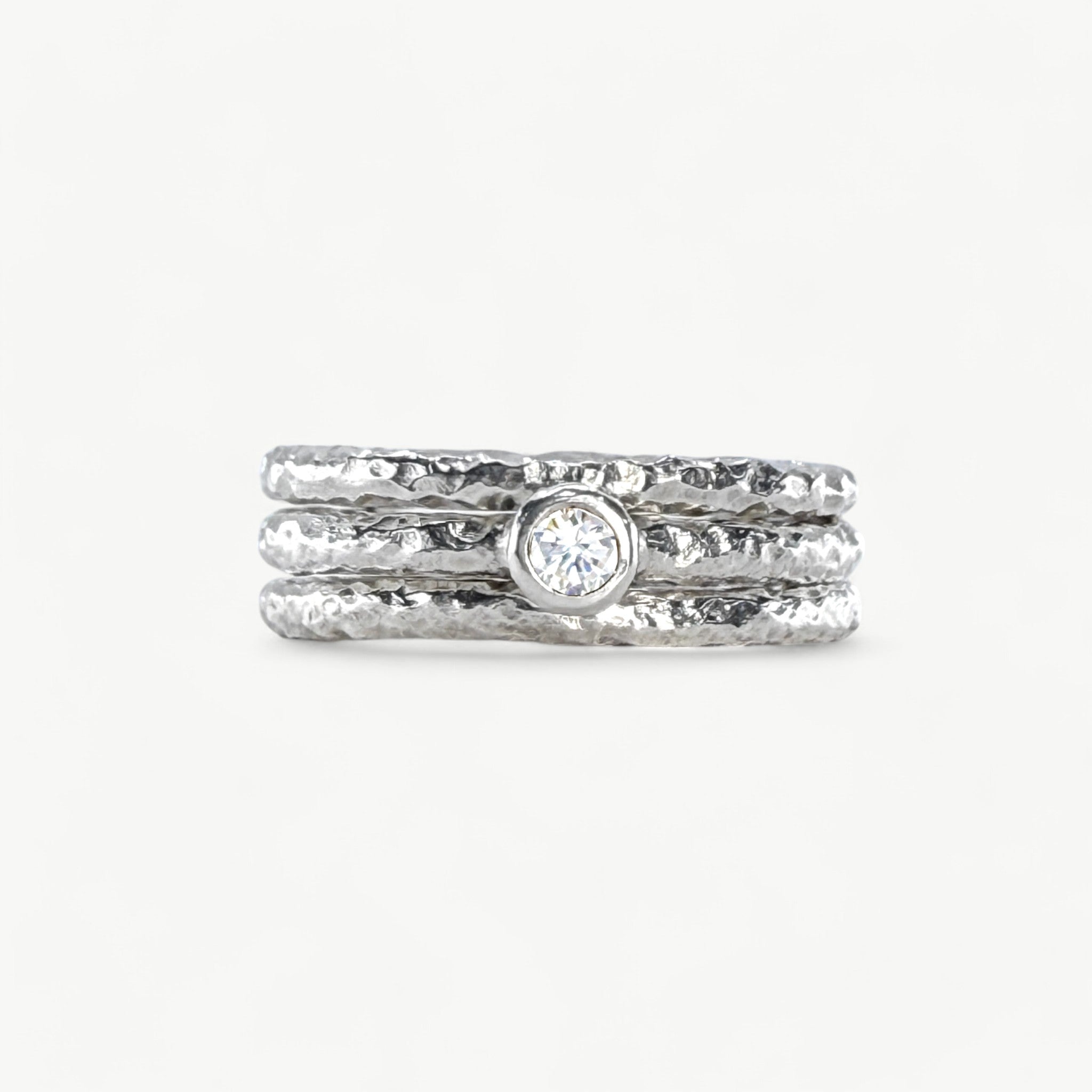 White CZ Stacking Rings - paul magen