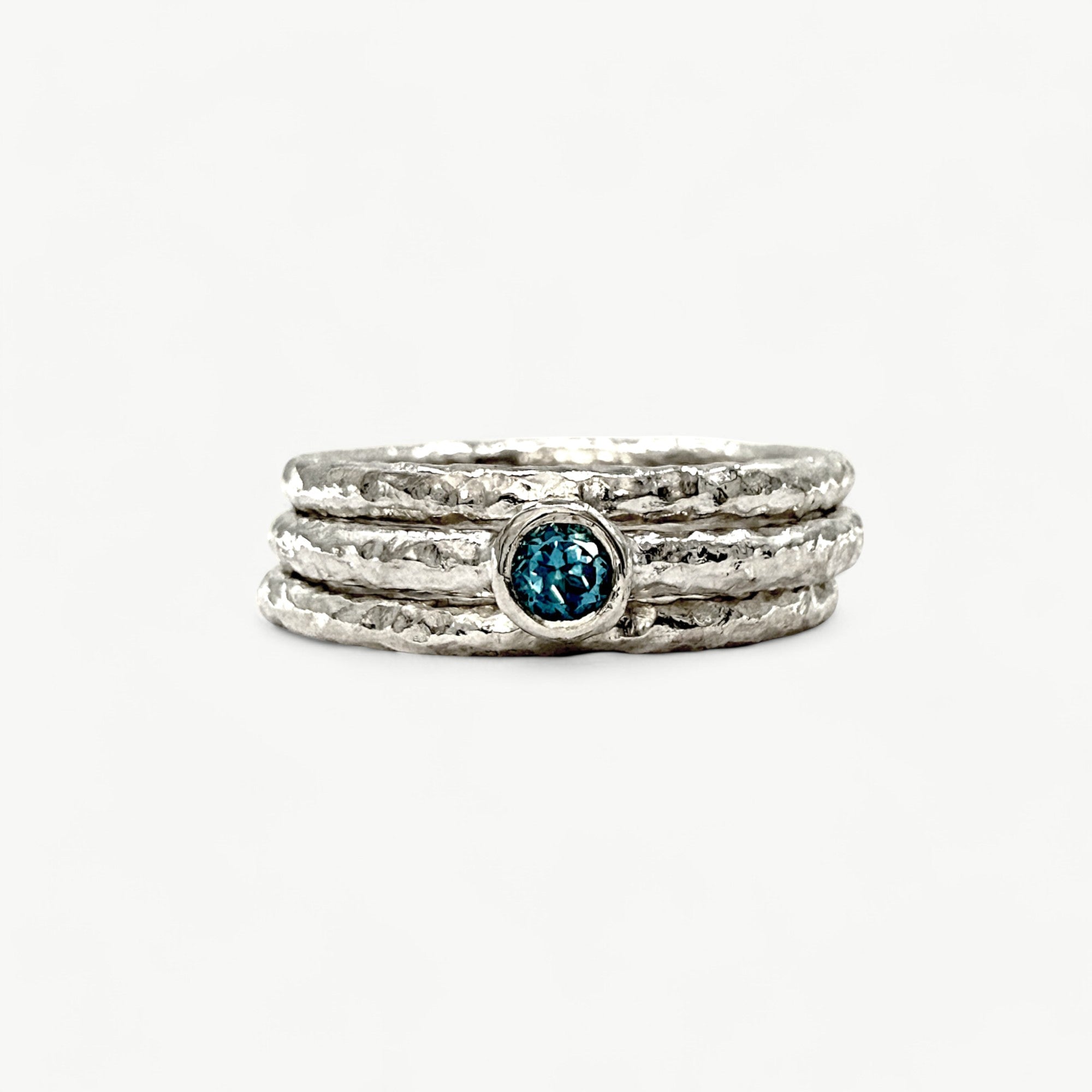 Sterling SilverBlue Topaz Stacking Rings - paul magen