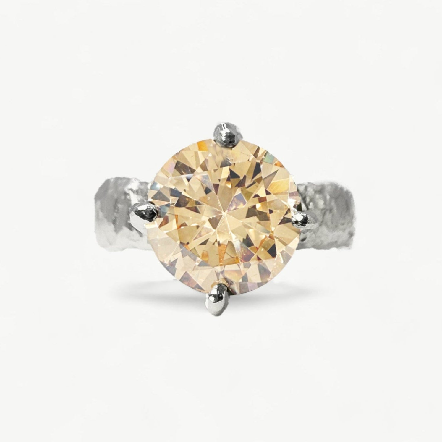 Sterling Silver Champagne CZ Ring - paul magen