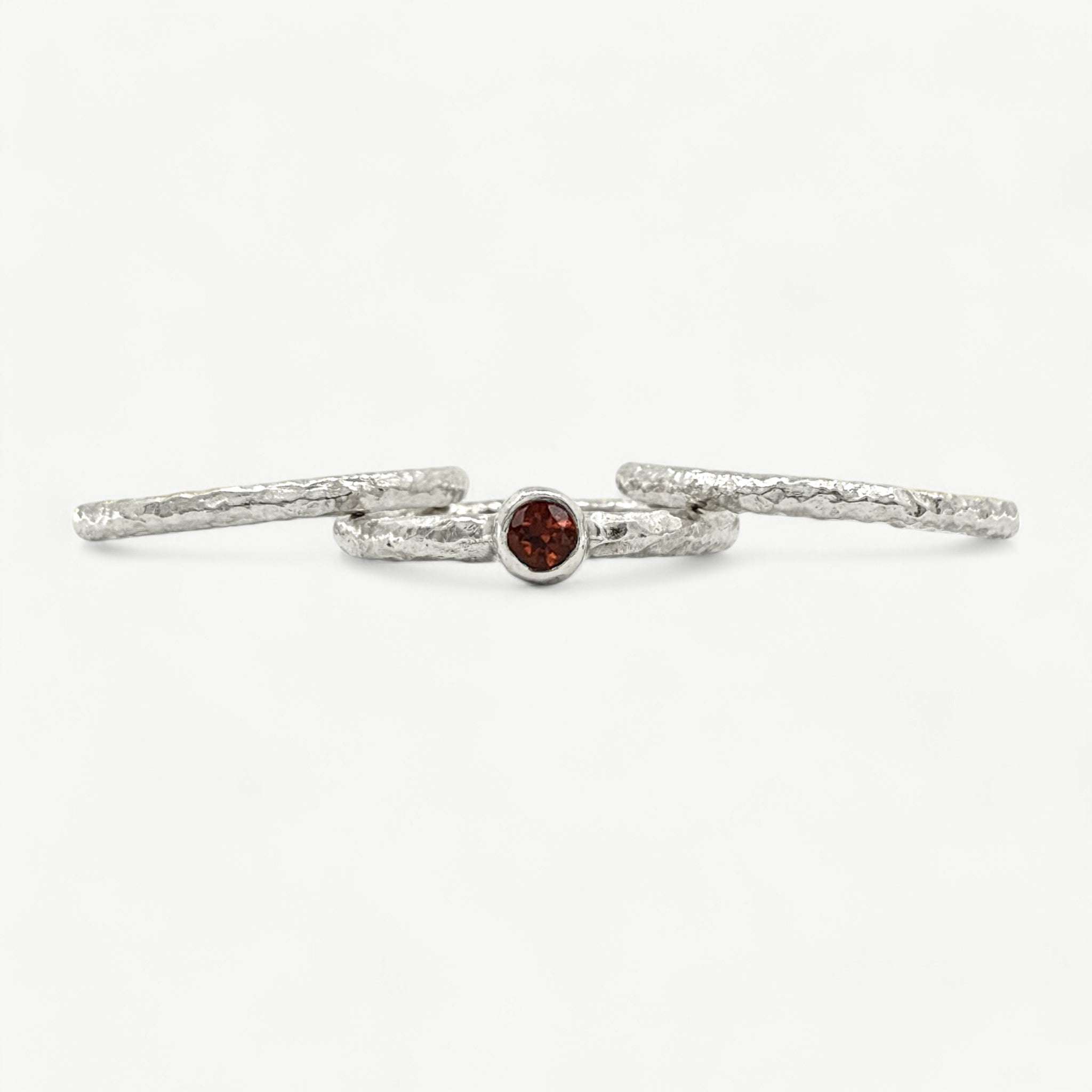 Sterling Silver Garnet Stacking Rings