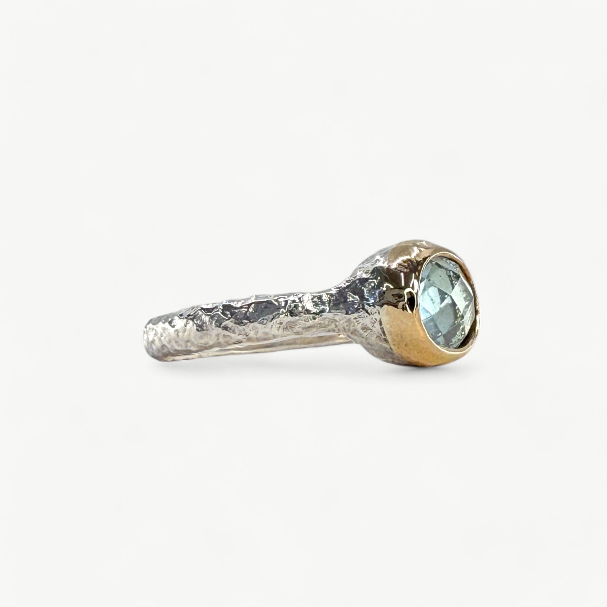 Sterling Silver And Gold Set Blue Topaz