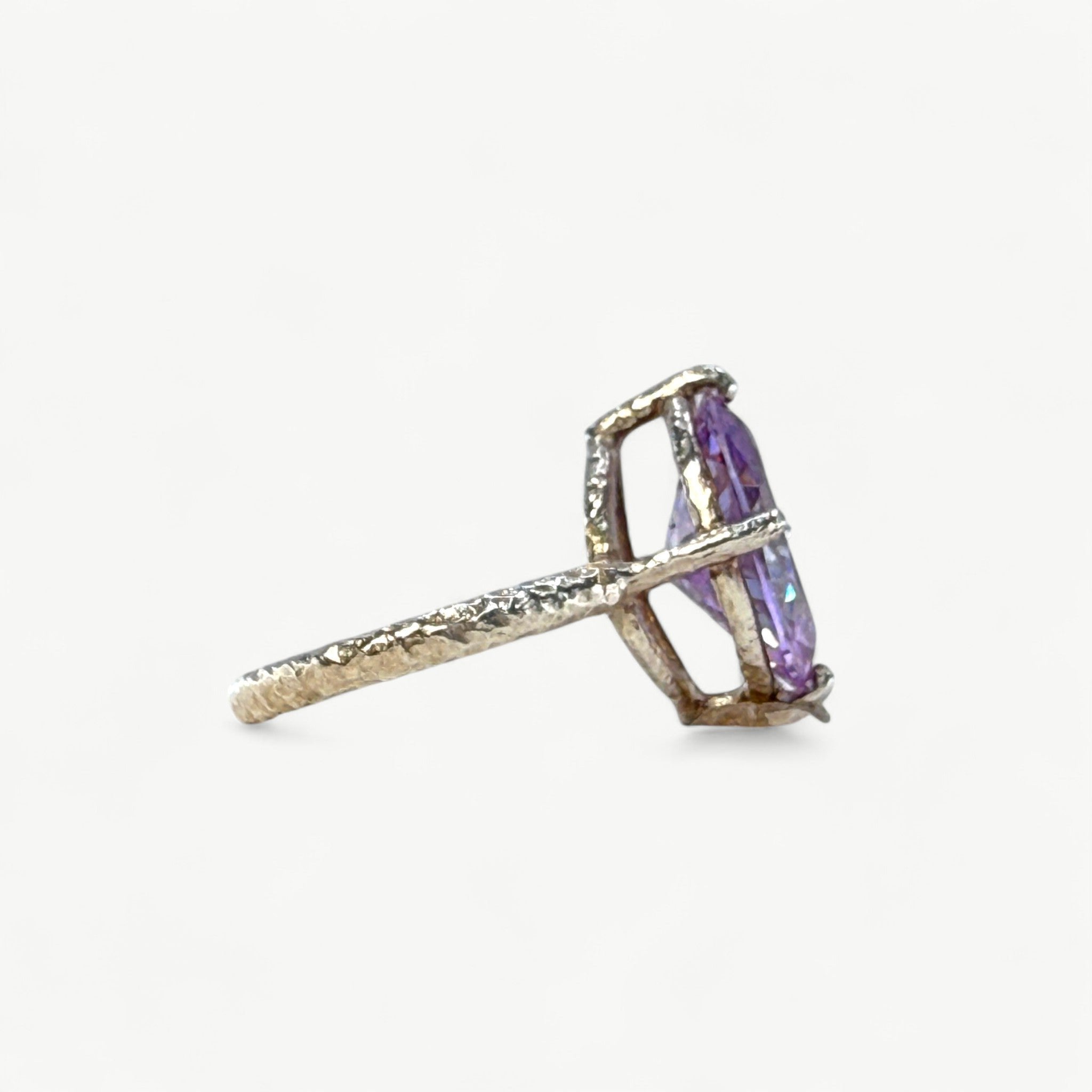 Sterling Silver Textured Lilac CZ Ring - paul magen