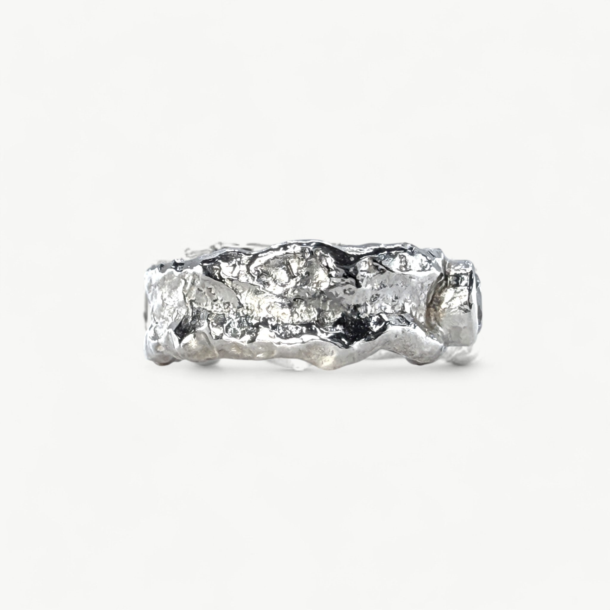 Molten Silver Ring Set With White CZ