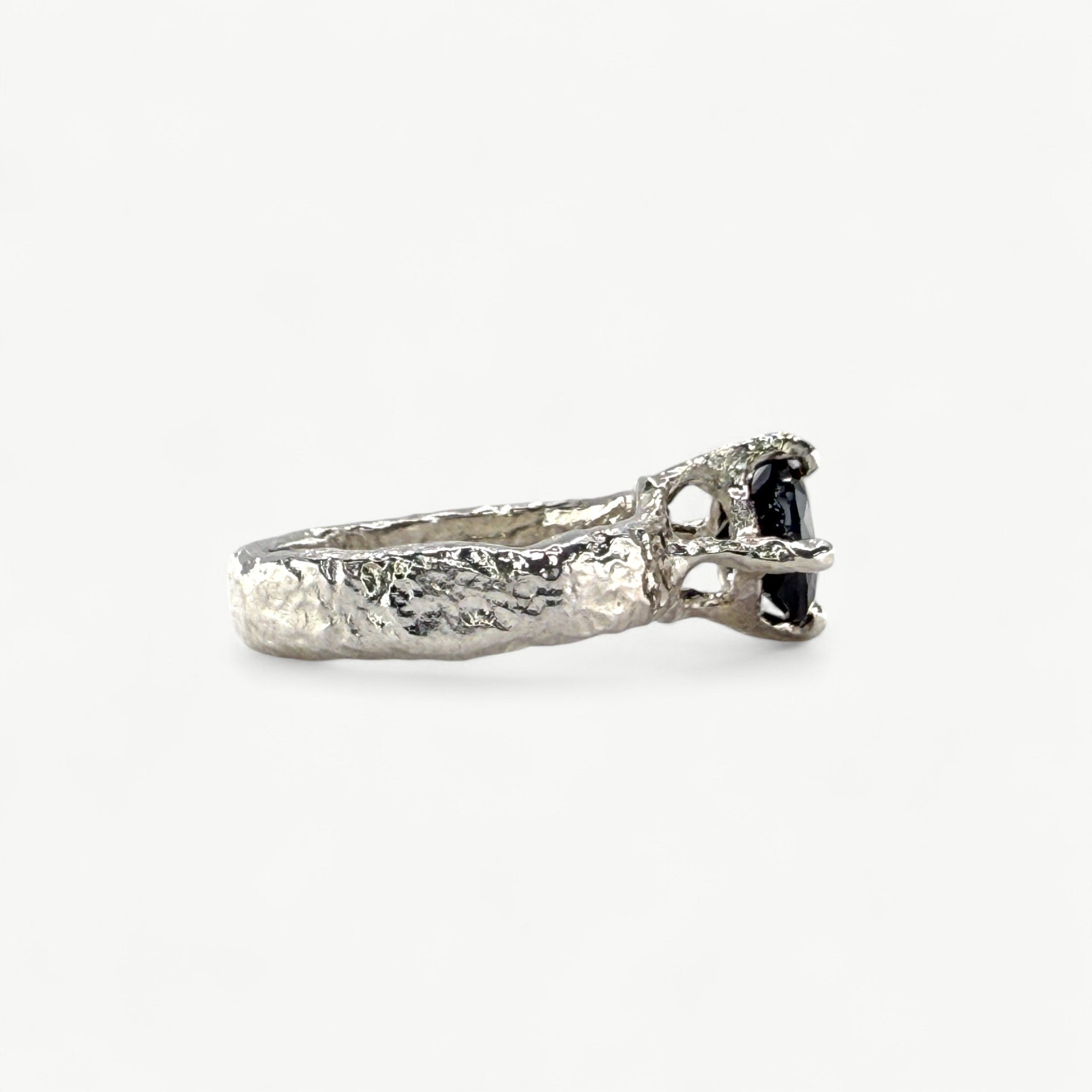 Molten Sterling Silver Ring With Round Garnet - paul magen