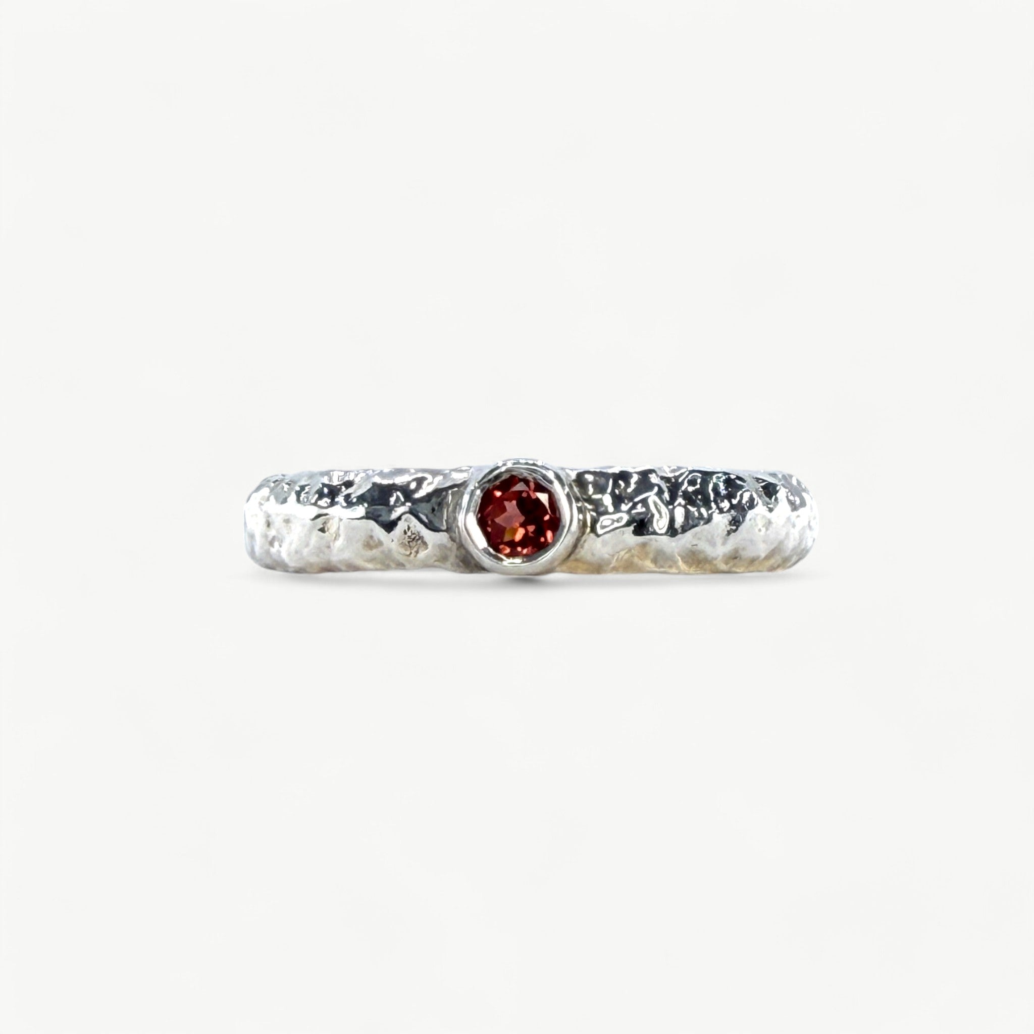 Silver Band Set with Garnet - paul magen