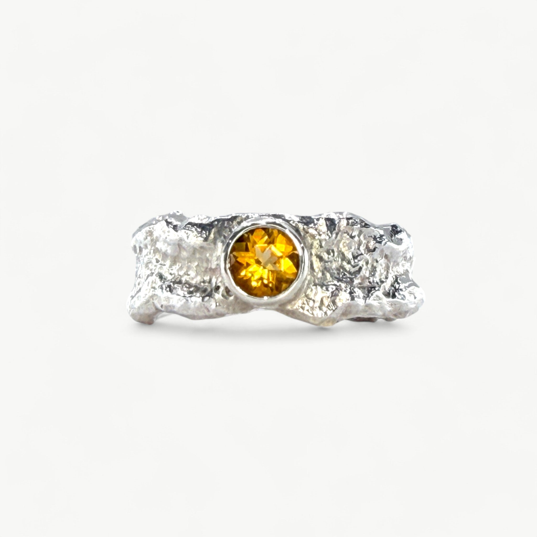 Molten Silver Ring Set With Citrine