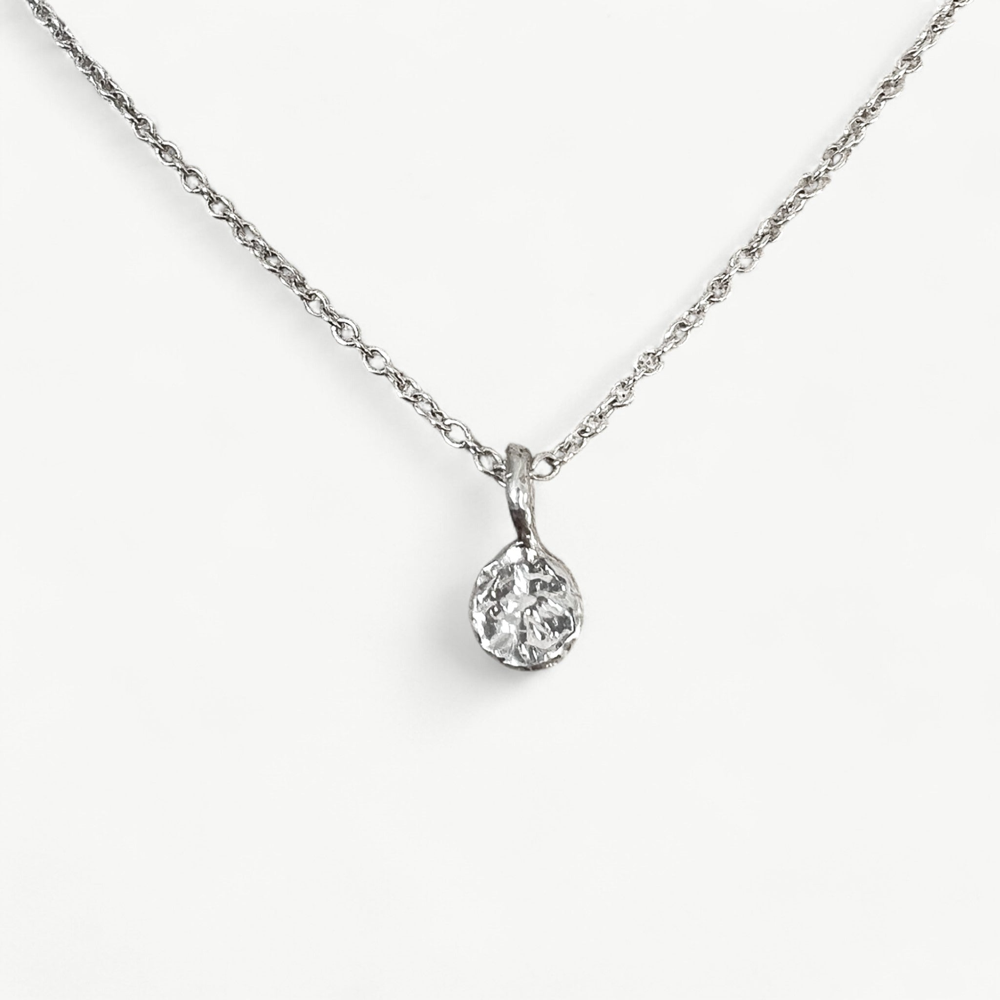 Sterling Silver Garnet Pendant Drop Necklace (S)