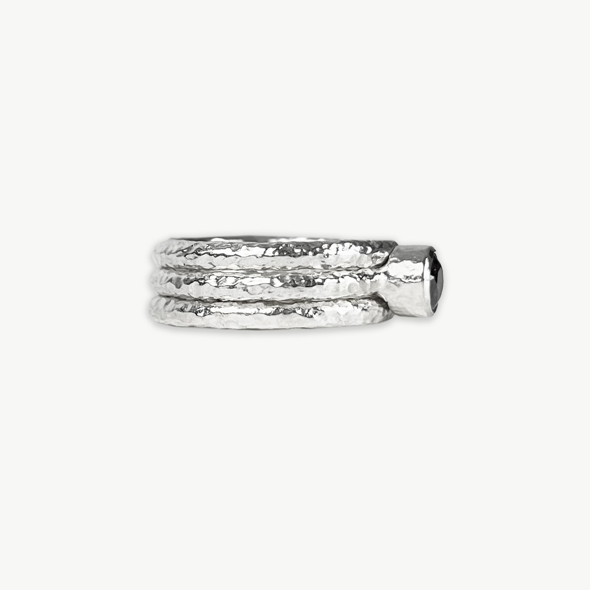 Sterling Silver Garnet Stacking Rings (L) - paul magen