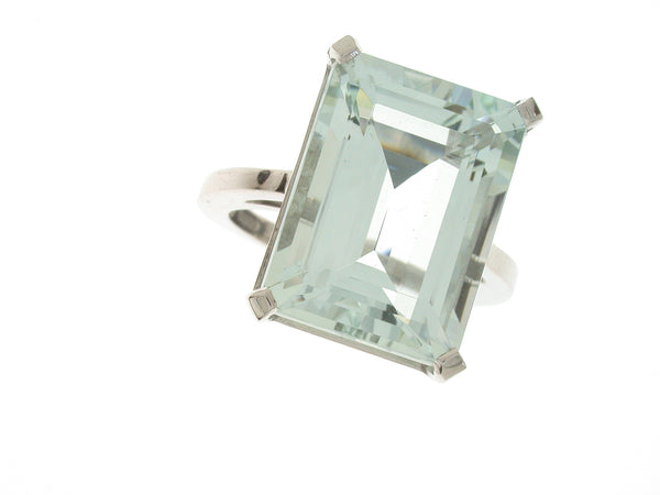 Contemporary aquamarine statement ring made in 18ct white gold.
