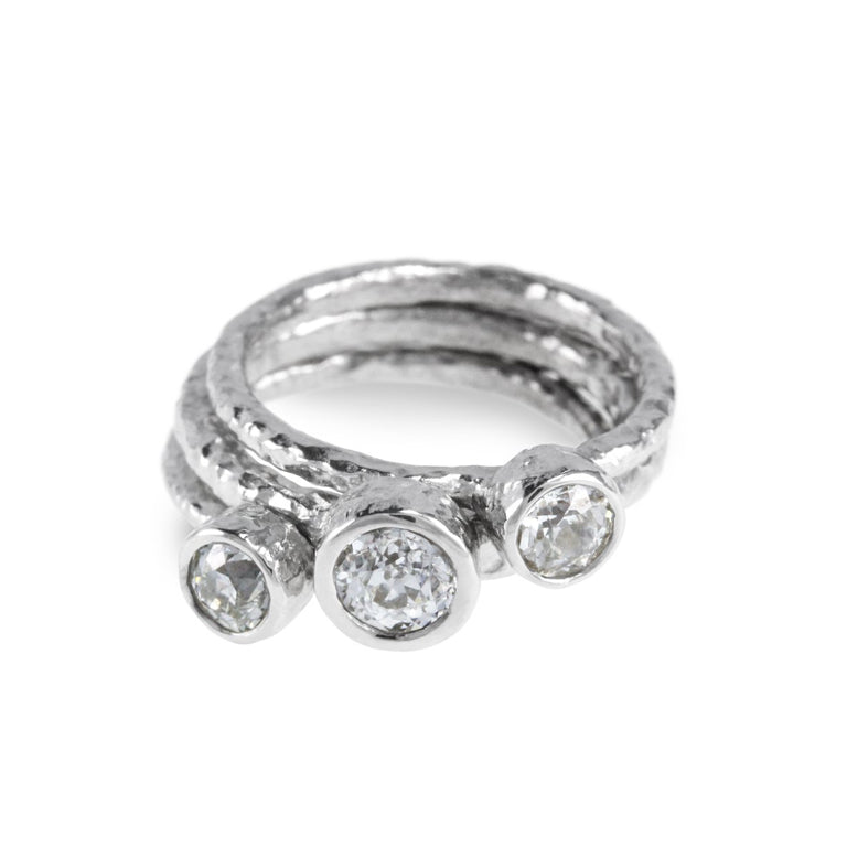 18ct white Gold diamond stacking rings.