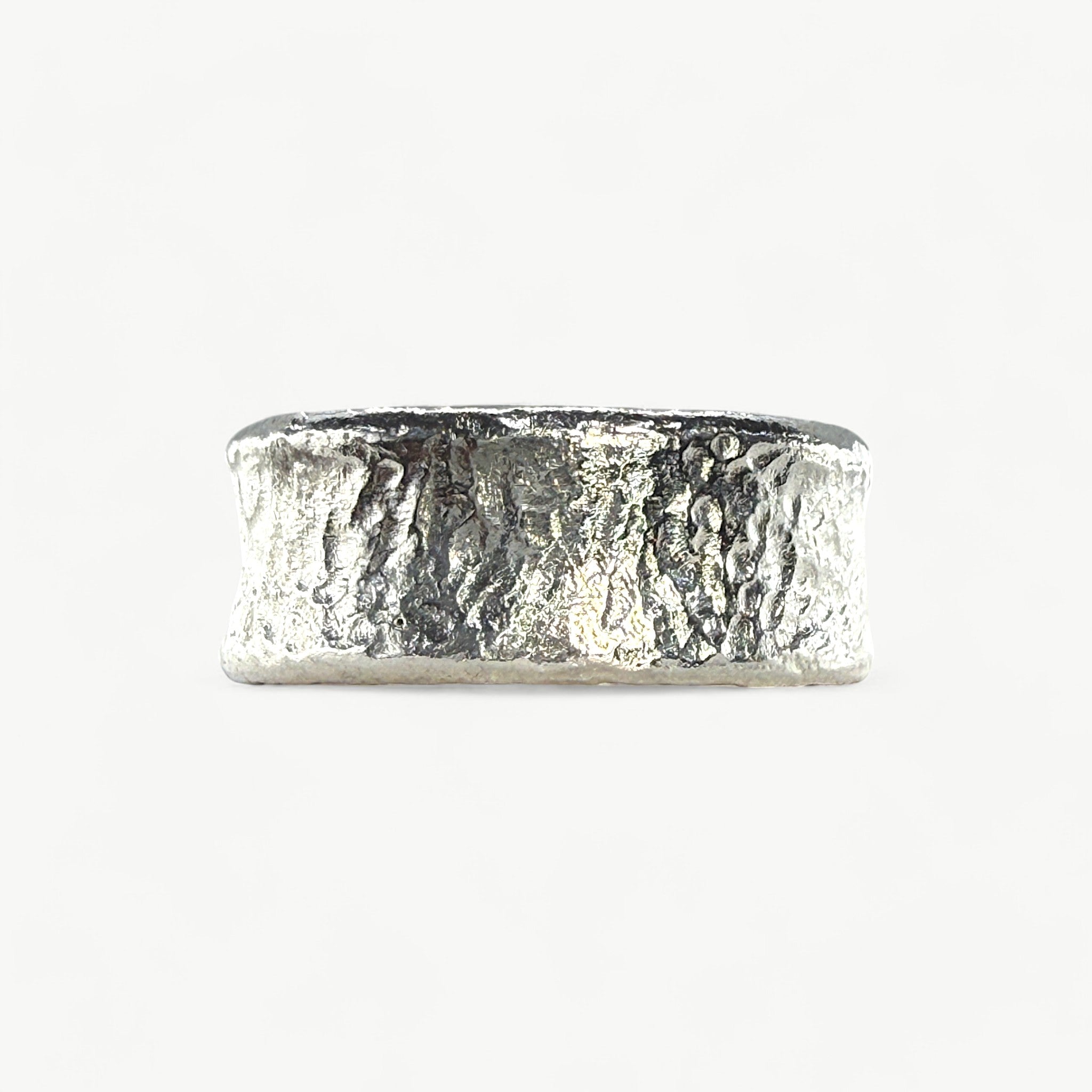 Wide Textured Silver Ring