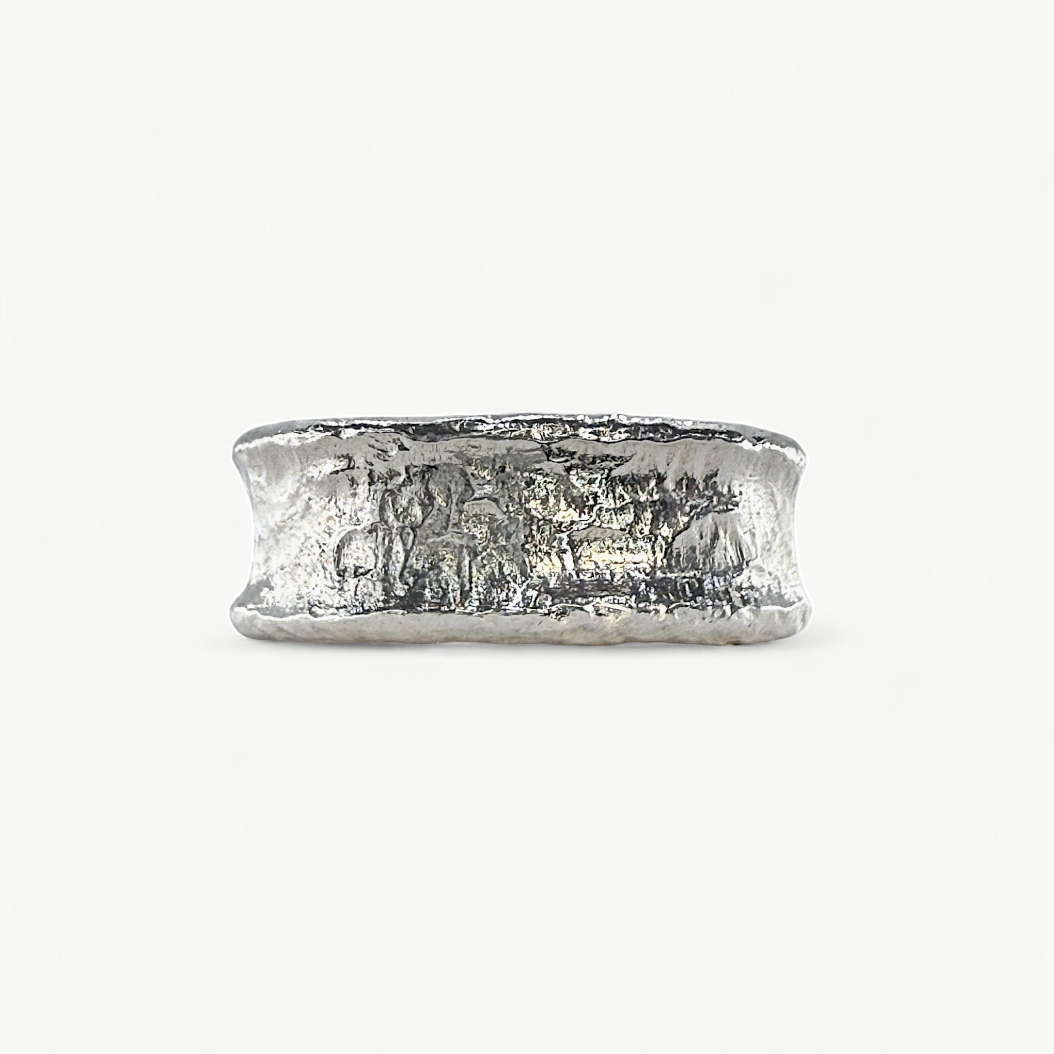 Wide Textured Silver Ring