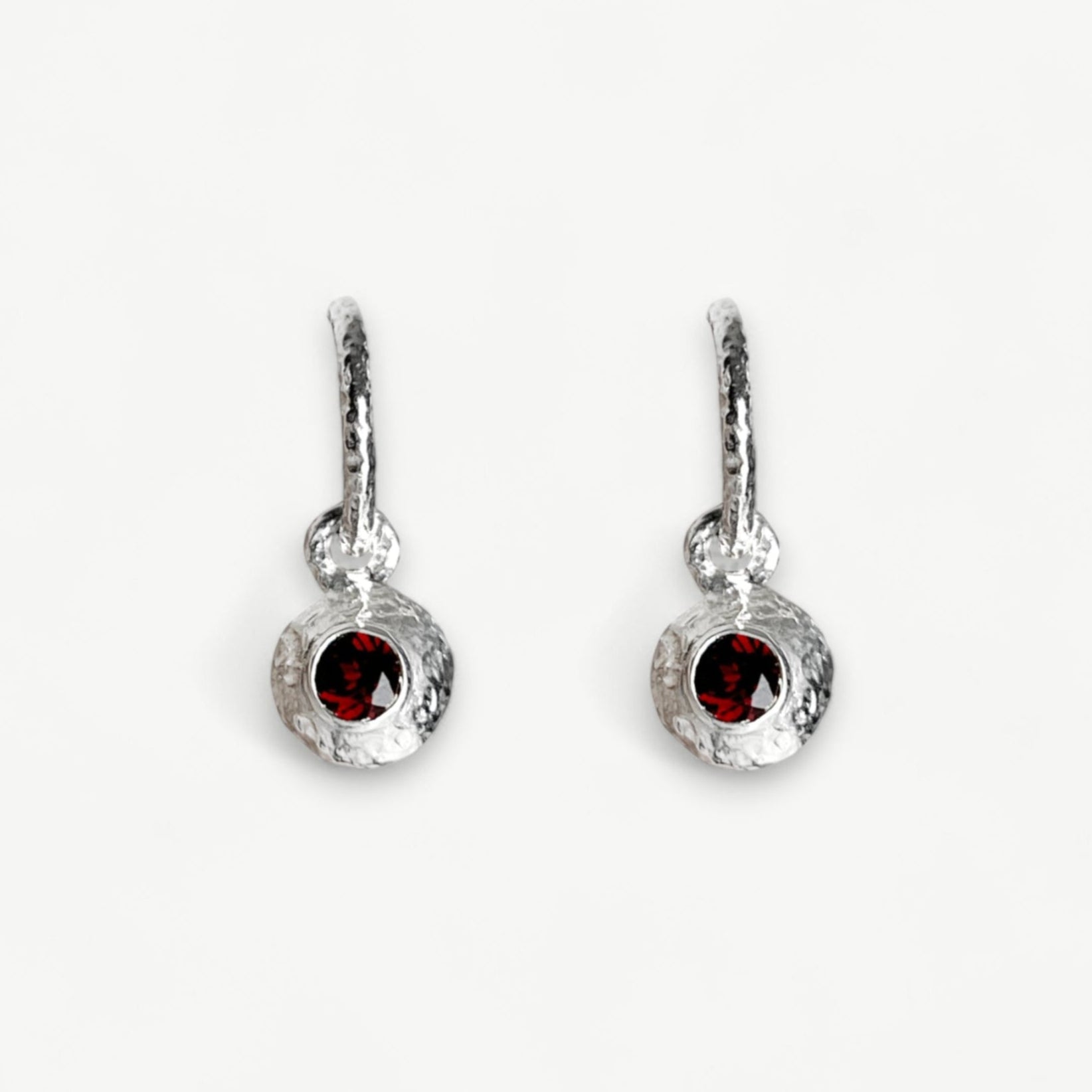 Garnet Sterling Silver Drop Earrings