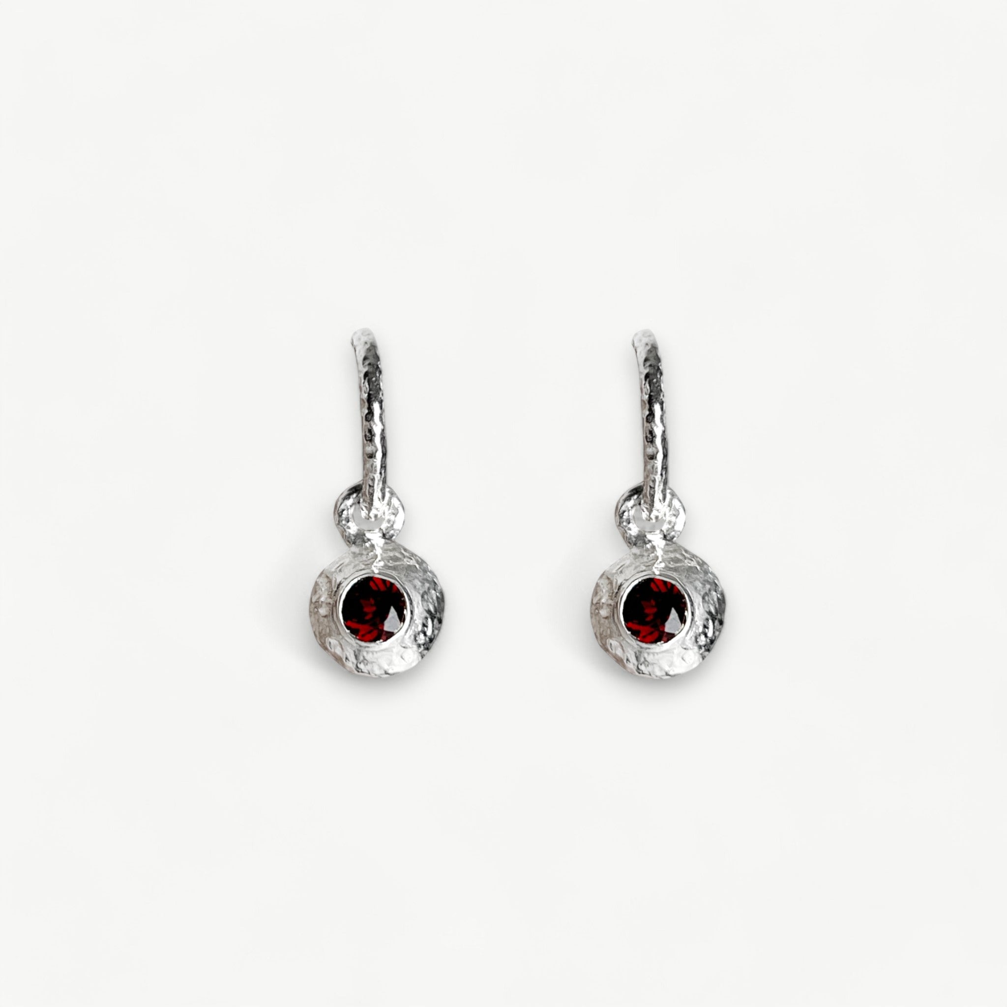 Garnet Silver Drop Earrings