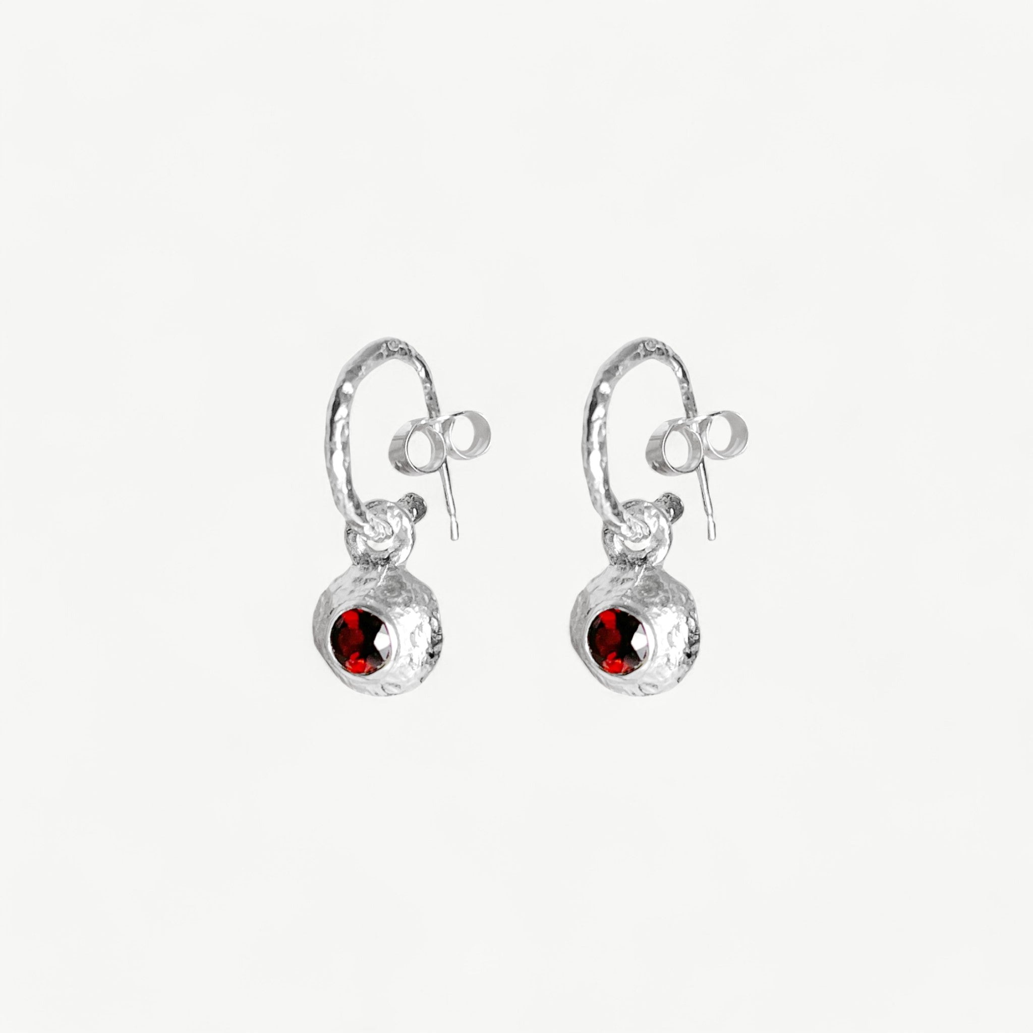 Garnet Silver Drop Earrings