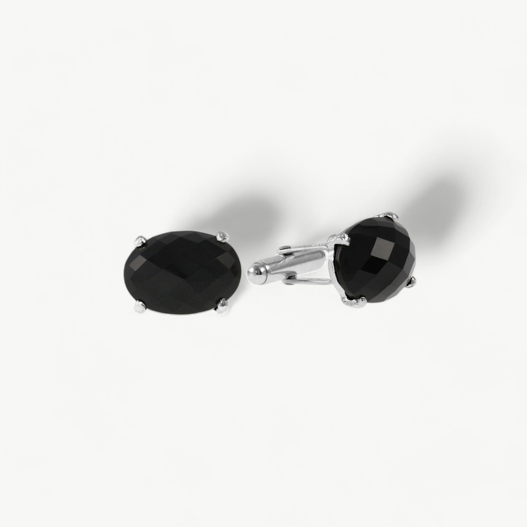 Black Onyx Silver Cufflinks