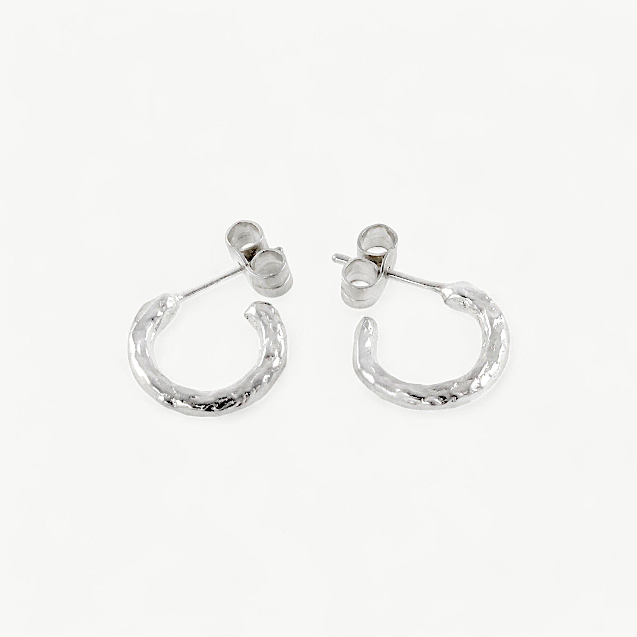 Textured Silver Hoop Earrings