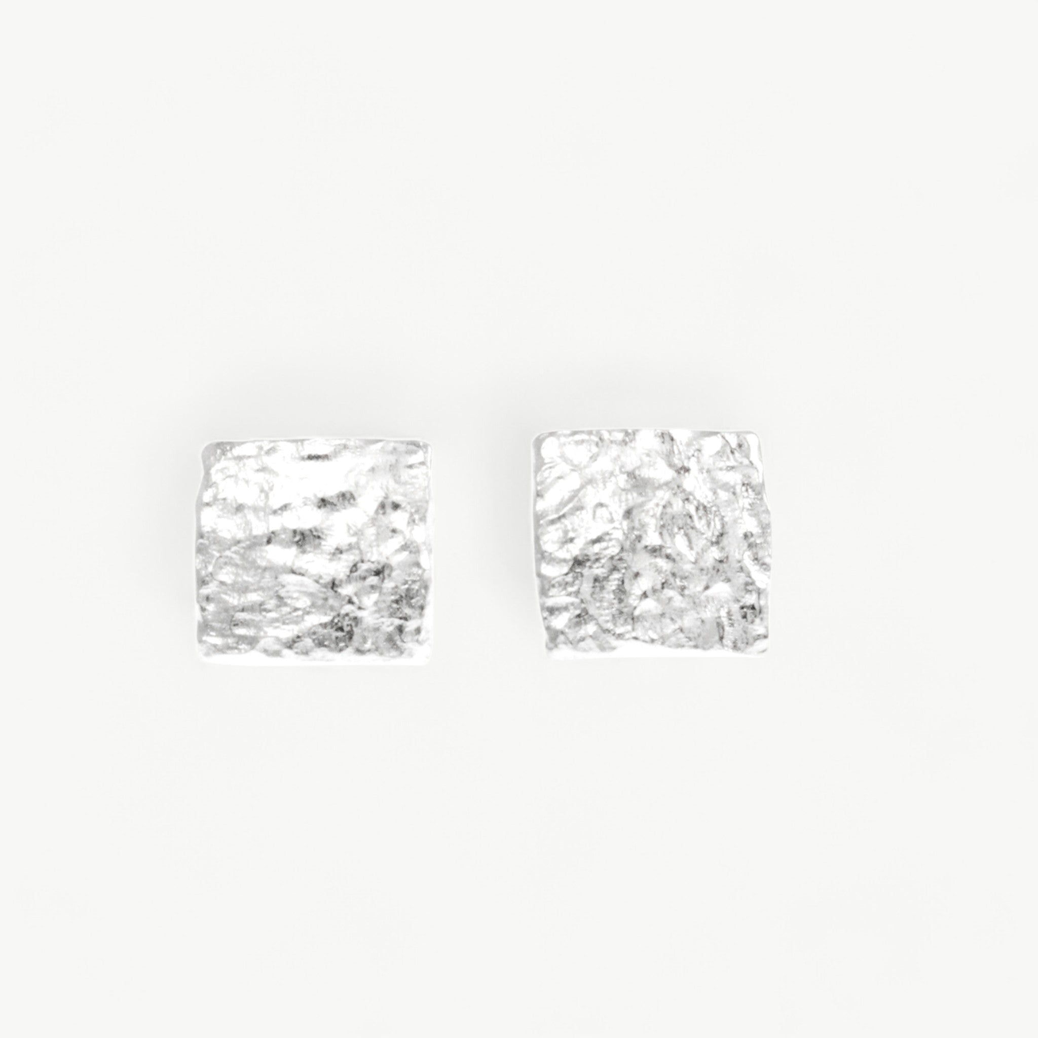 Textured Silver Square Stud Earrings