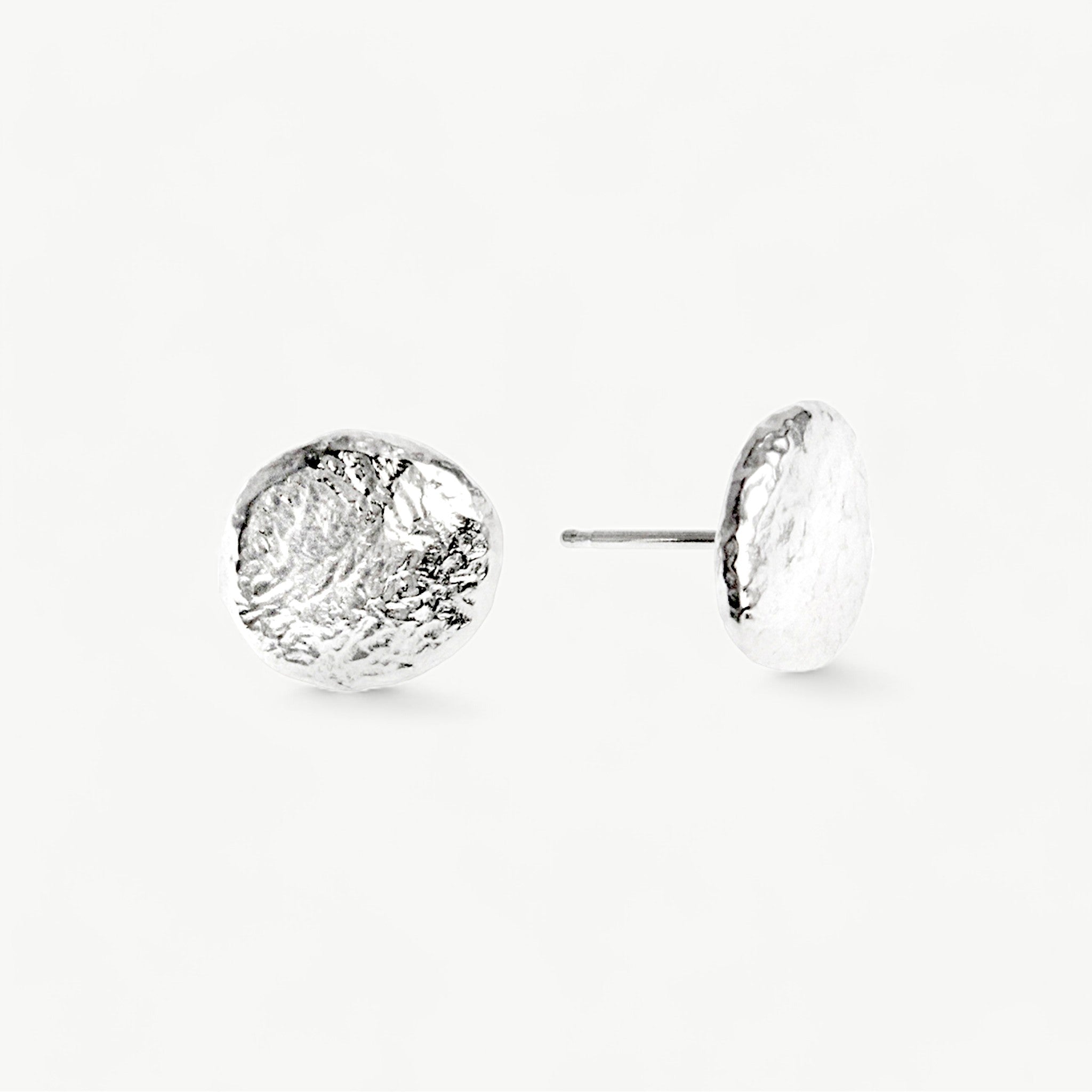 Disc Silver Stud Earrings