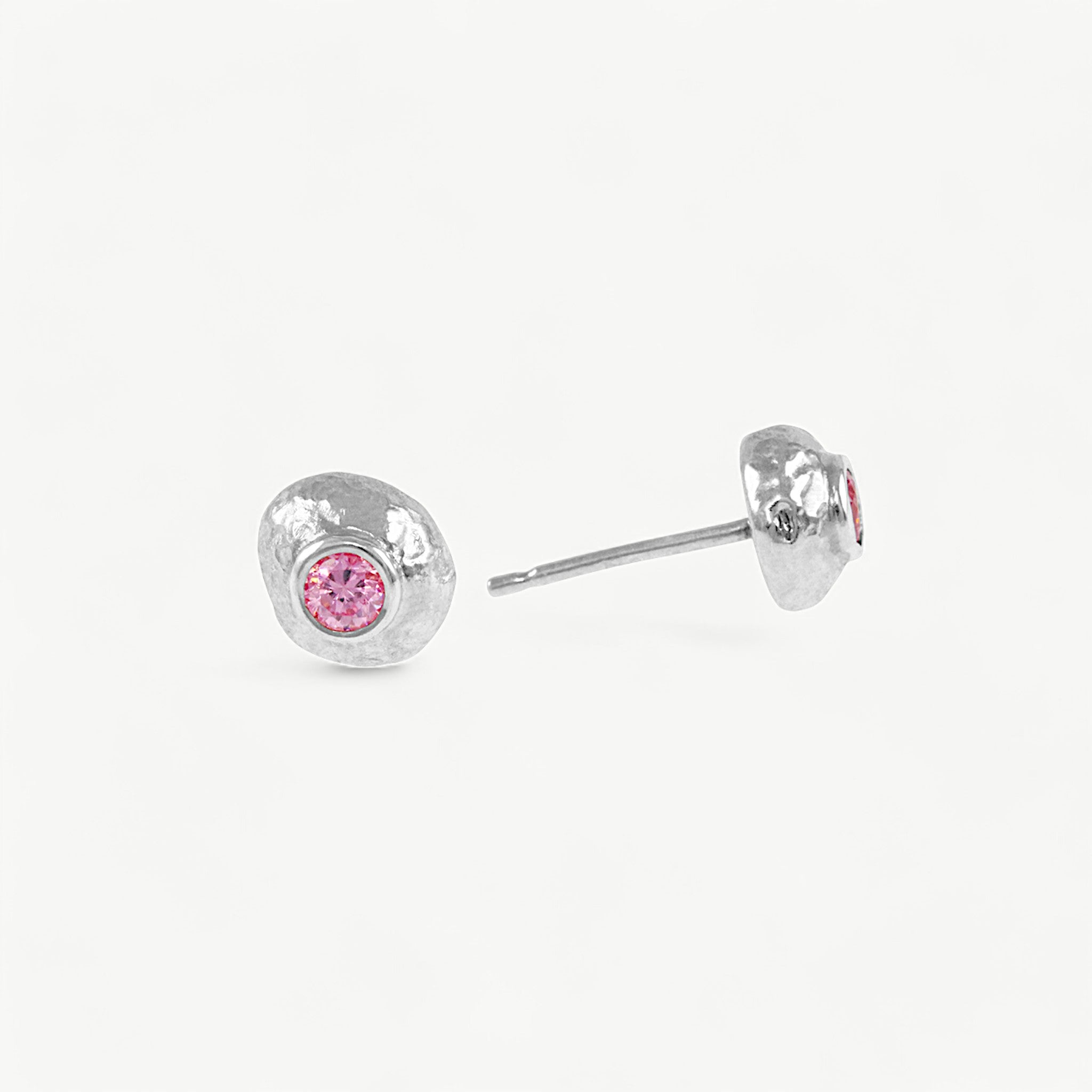 Pink CZ Stud Earrings