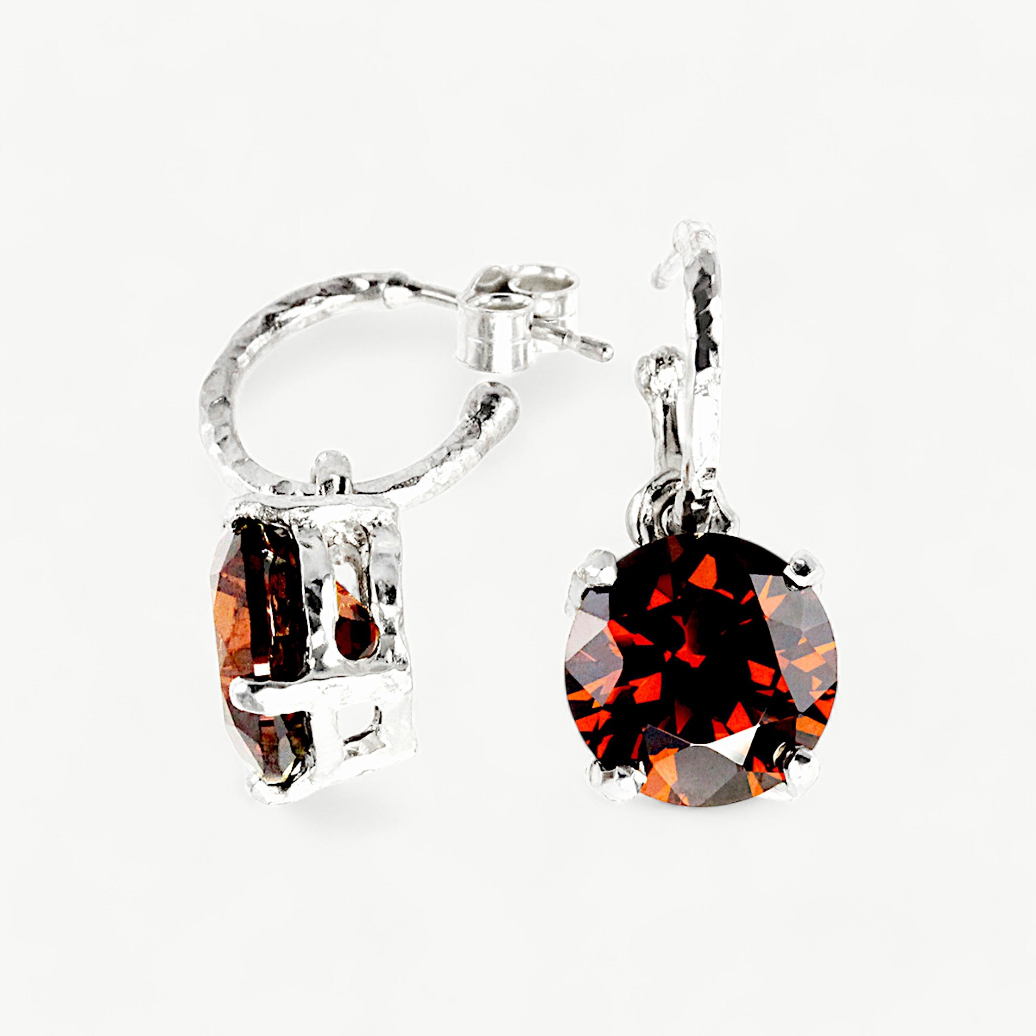 Red CZ Drop Earrings