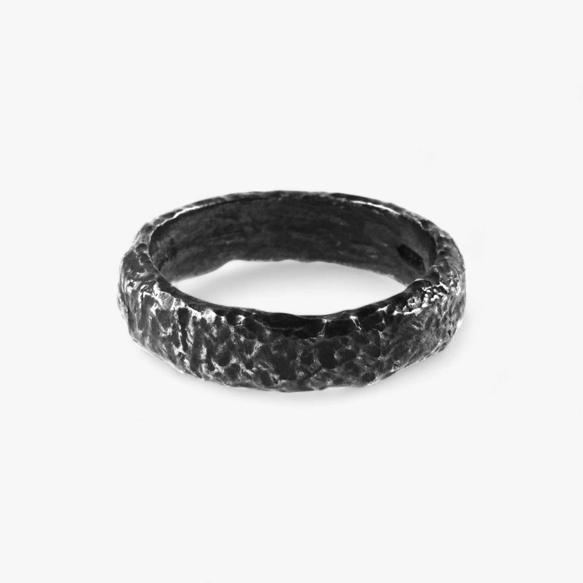 Oxidised Textured Silver Band