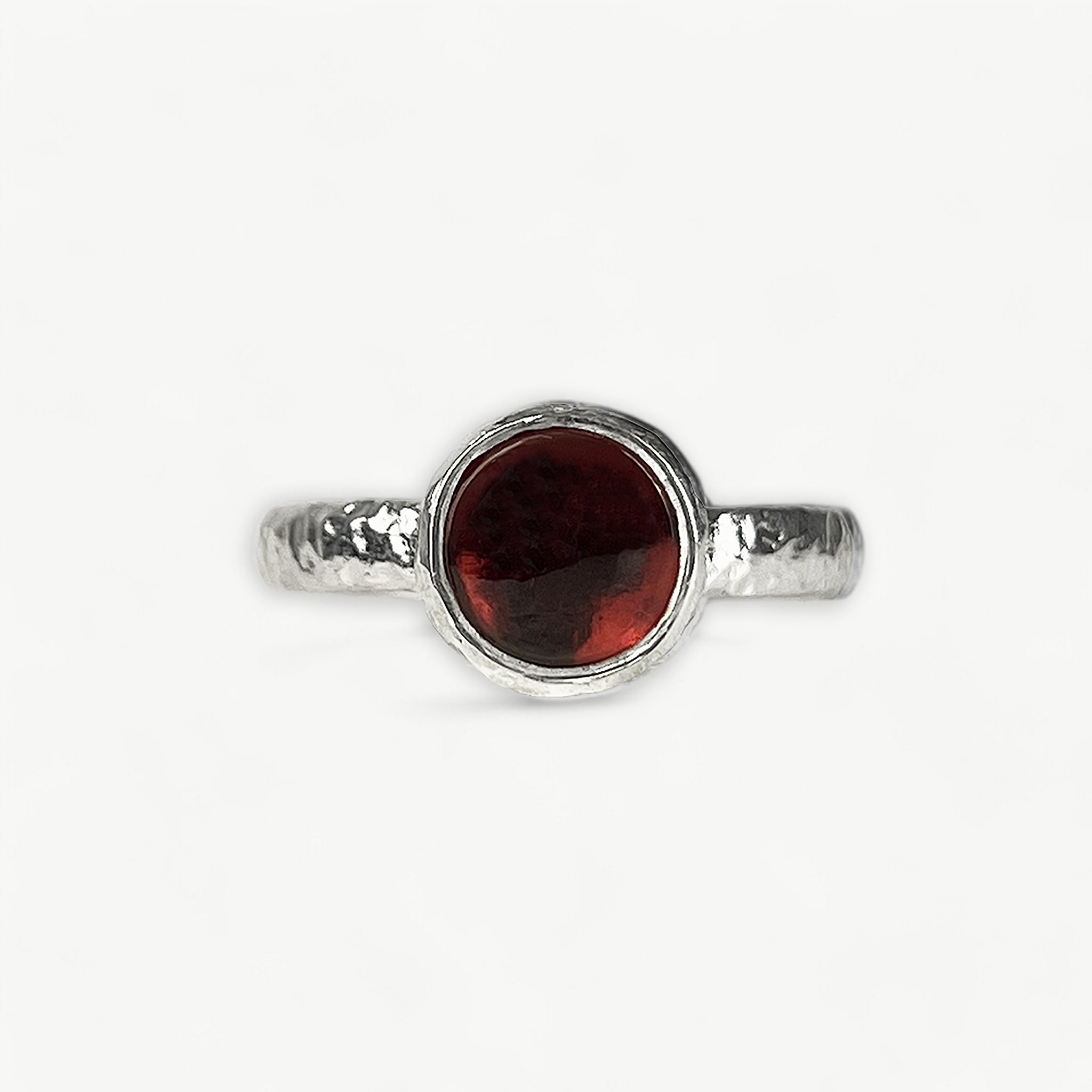 Silver Band with Cabochon Garnet