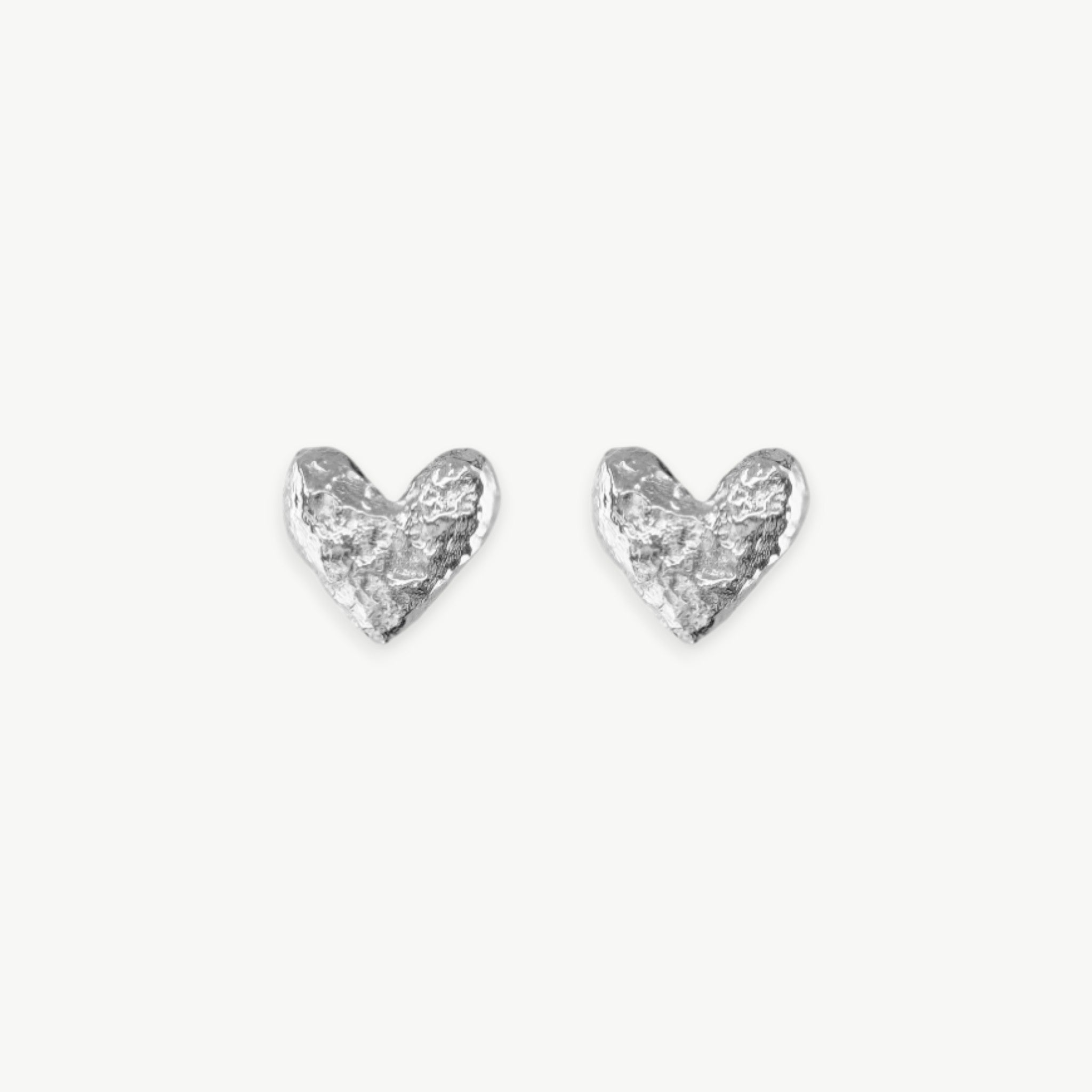 Silver Heart Stud Earrings