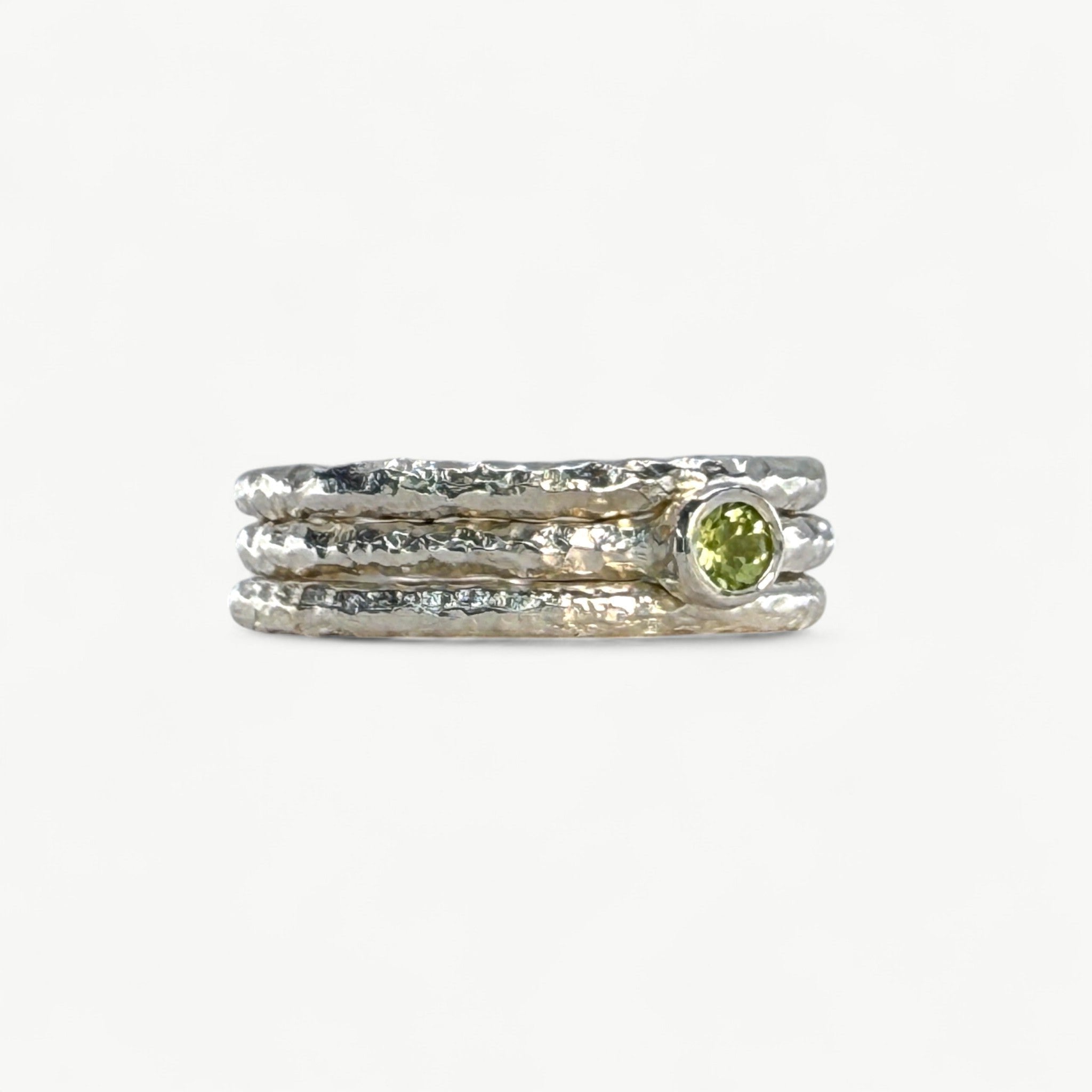 Green Peridot Stacking Rings