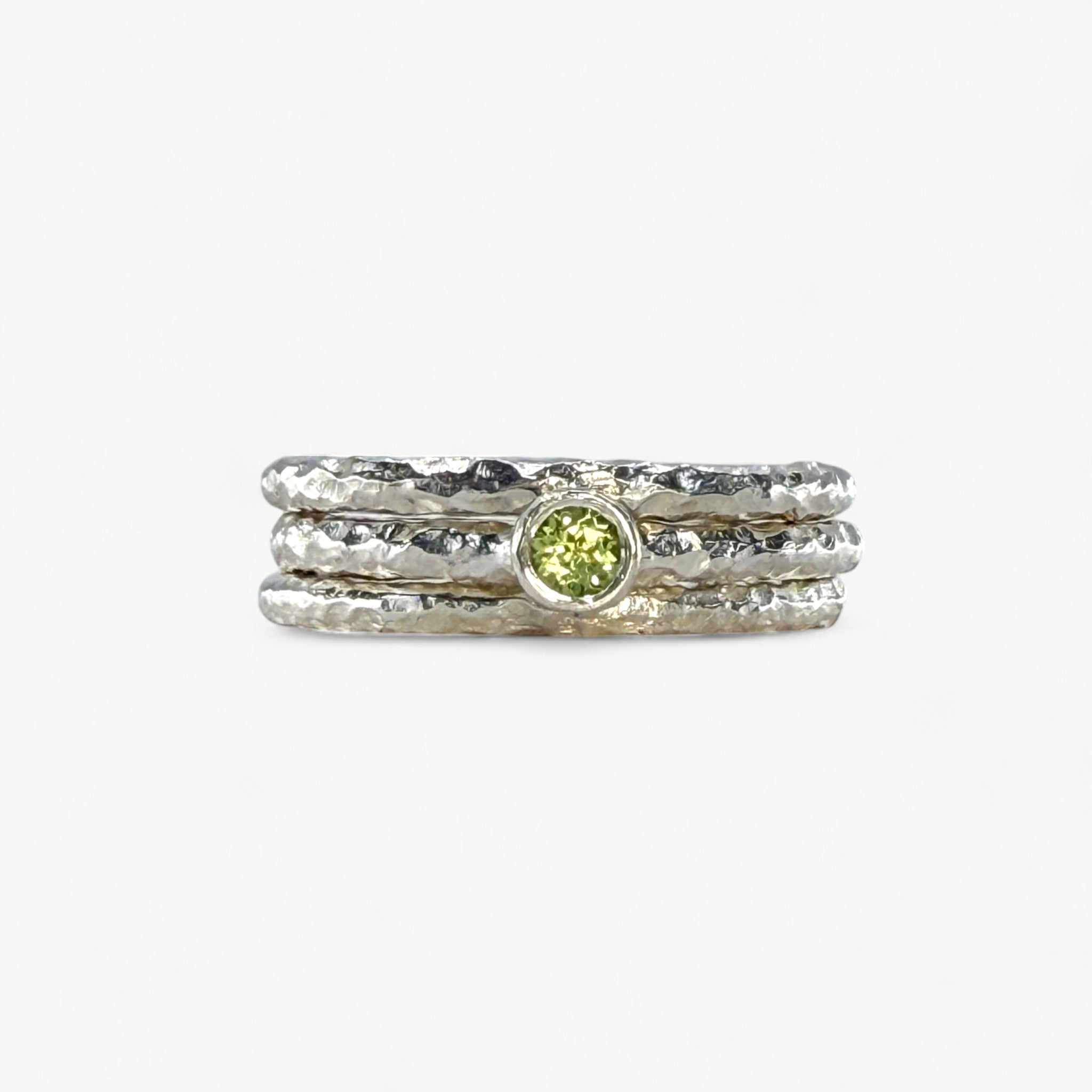 Green Peridot Stacking Rings