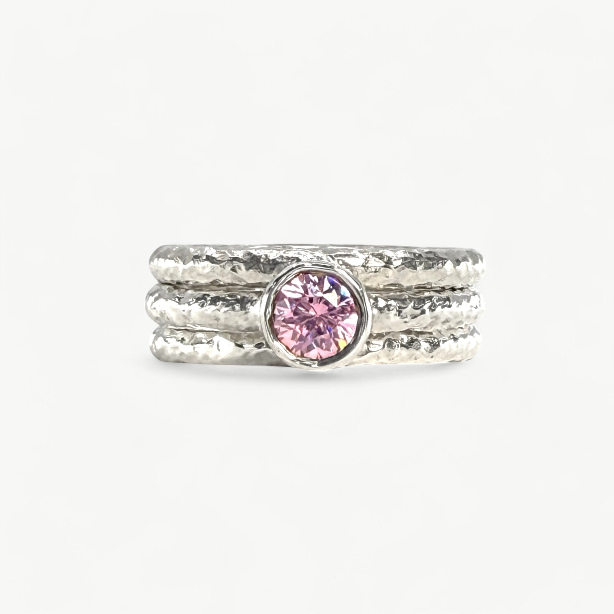 Pink CZ Stacking Rings