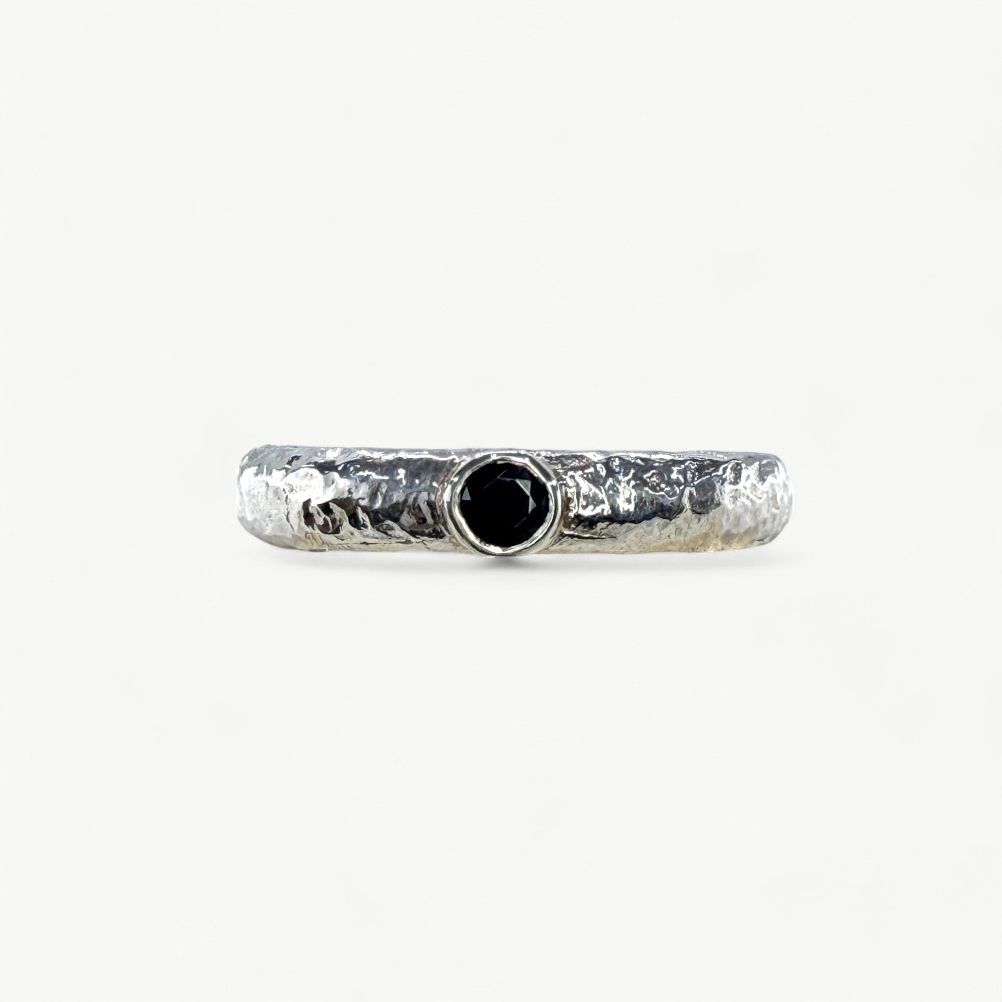 Silver Band Set with Black CZ