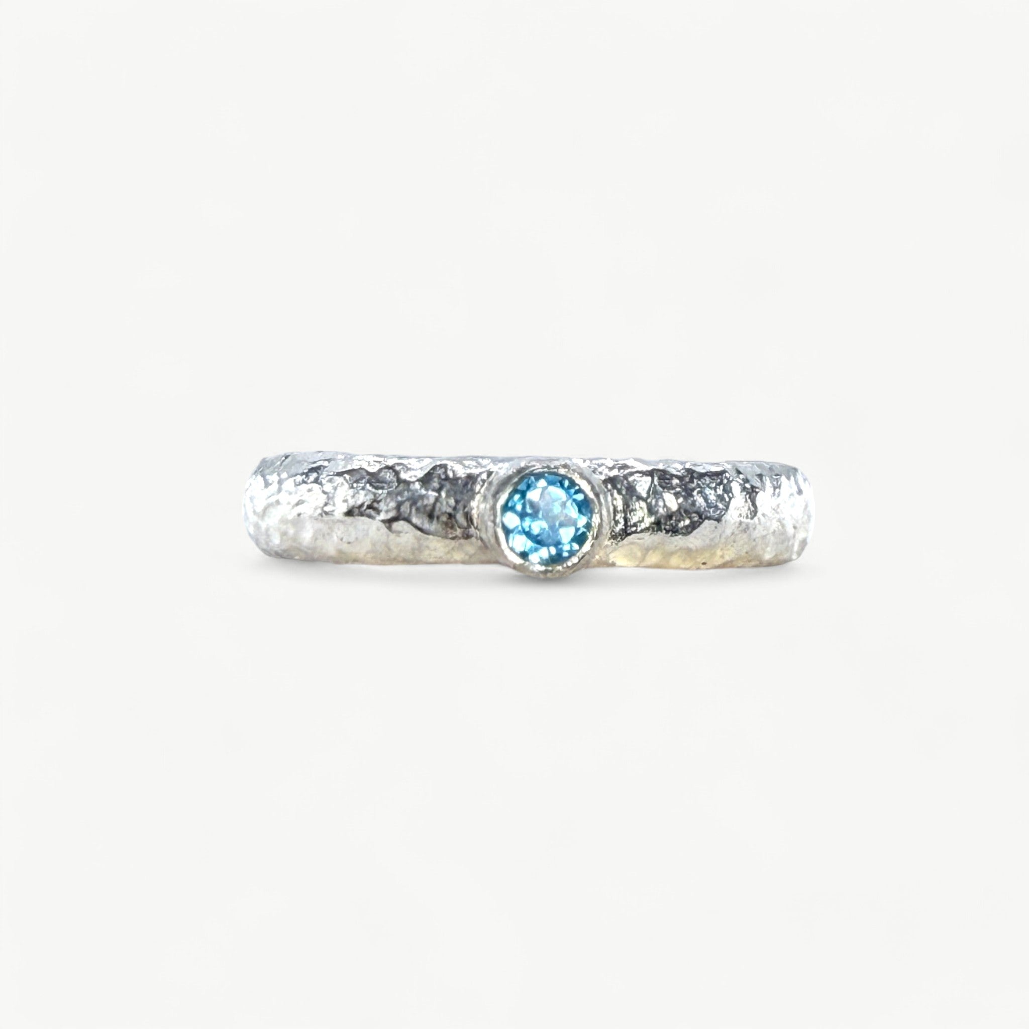 Silver Band Set with Blue Topaz