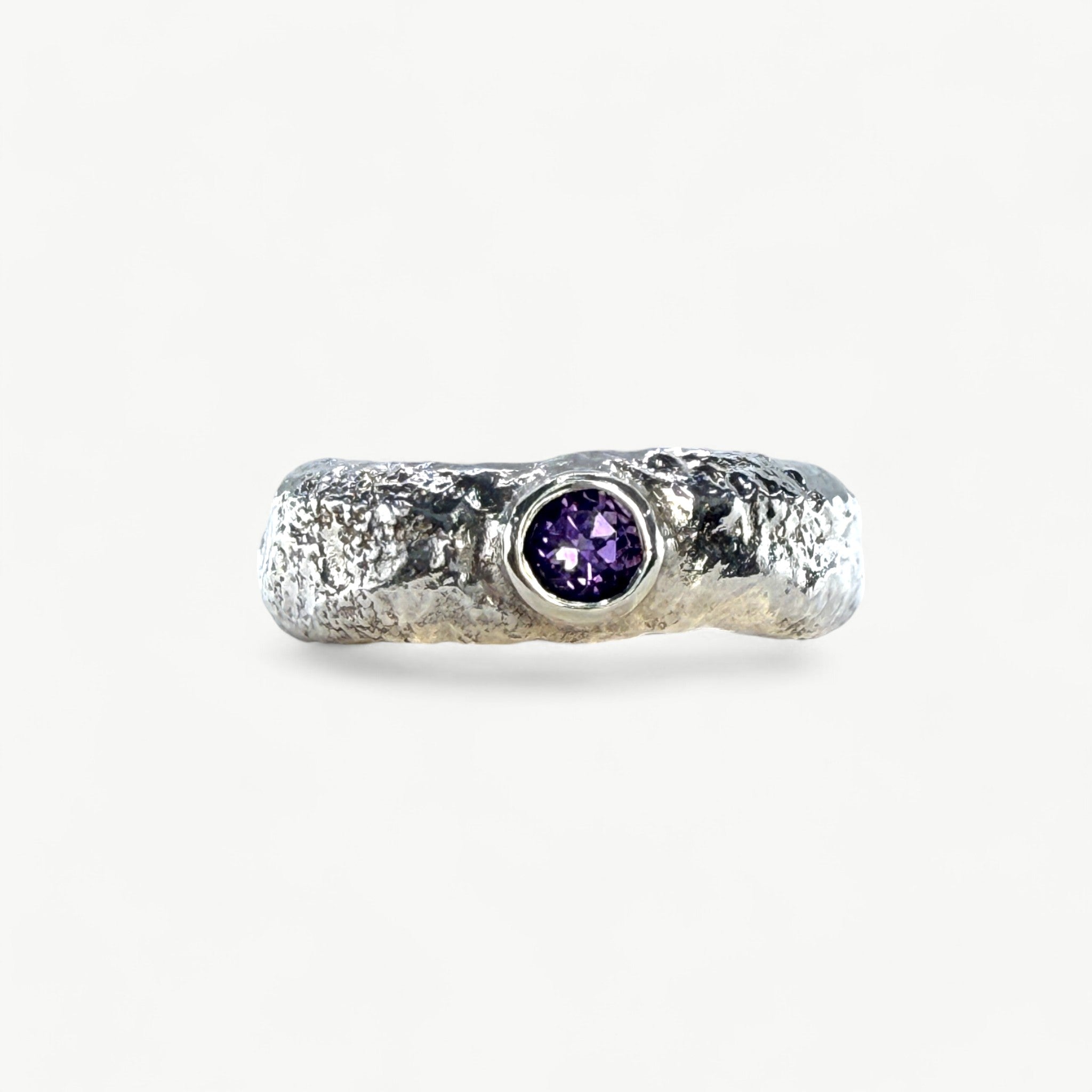 Silver Band Set with Amethyst