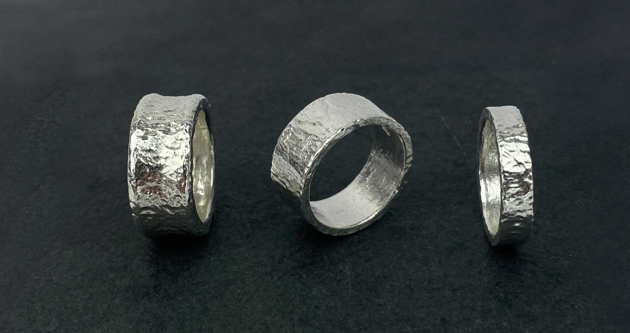 silver textured rings