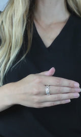 Ring in silver set with white cubic zirconia.