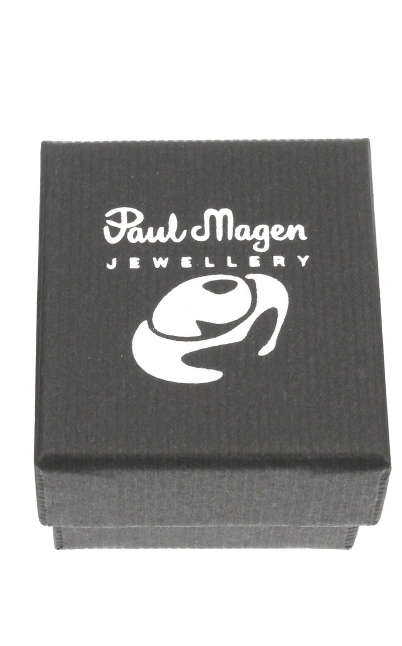 Earring in silver on hoop set  with green cubic zirconia. - paul magen