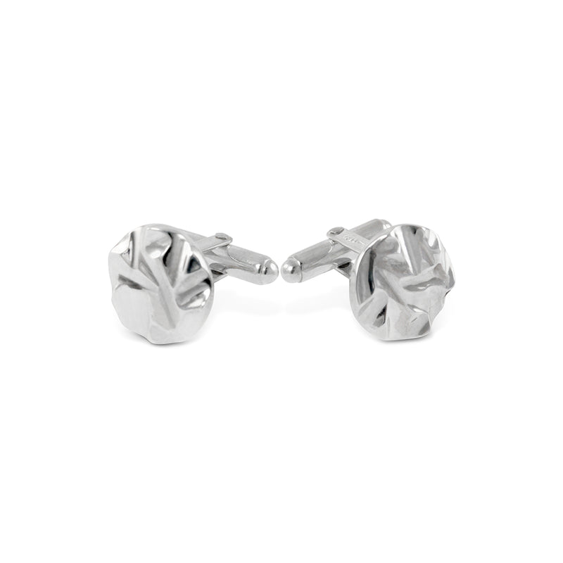 Handmade cufflinks in silver with a textured pattern. - paul magen