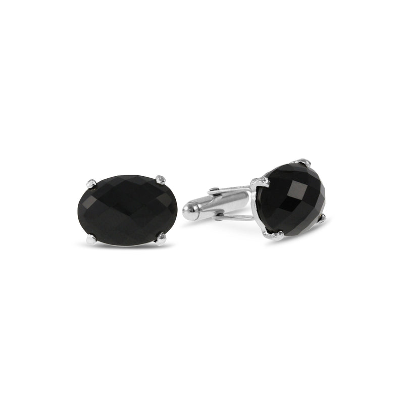 Silver cufflinks claw set with faceted black onyx. - paul magen