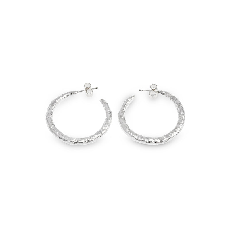 Contemporary hoop earrings handmade in silver. - paul magen