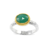 Handmade ring in silver and 18ct gold with emerald gemstone. - paul magen