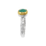 Handmade ring in silver and 18ct gold with emerald gemstone. - paul magen