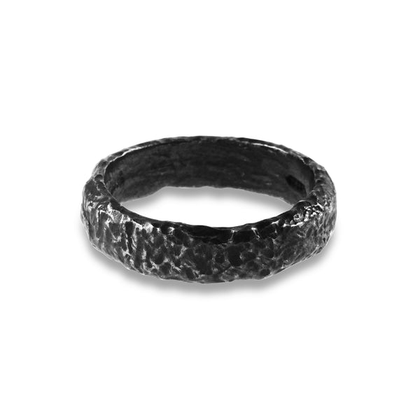 Silver ring rustic style with an oxidised finish. - paul magen